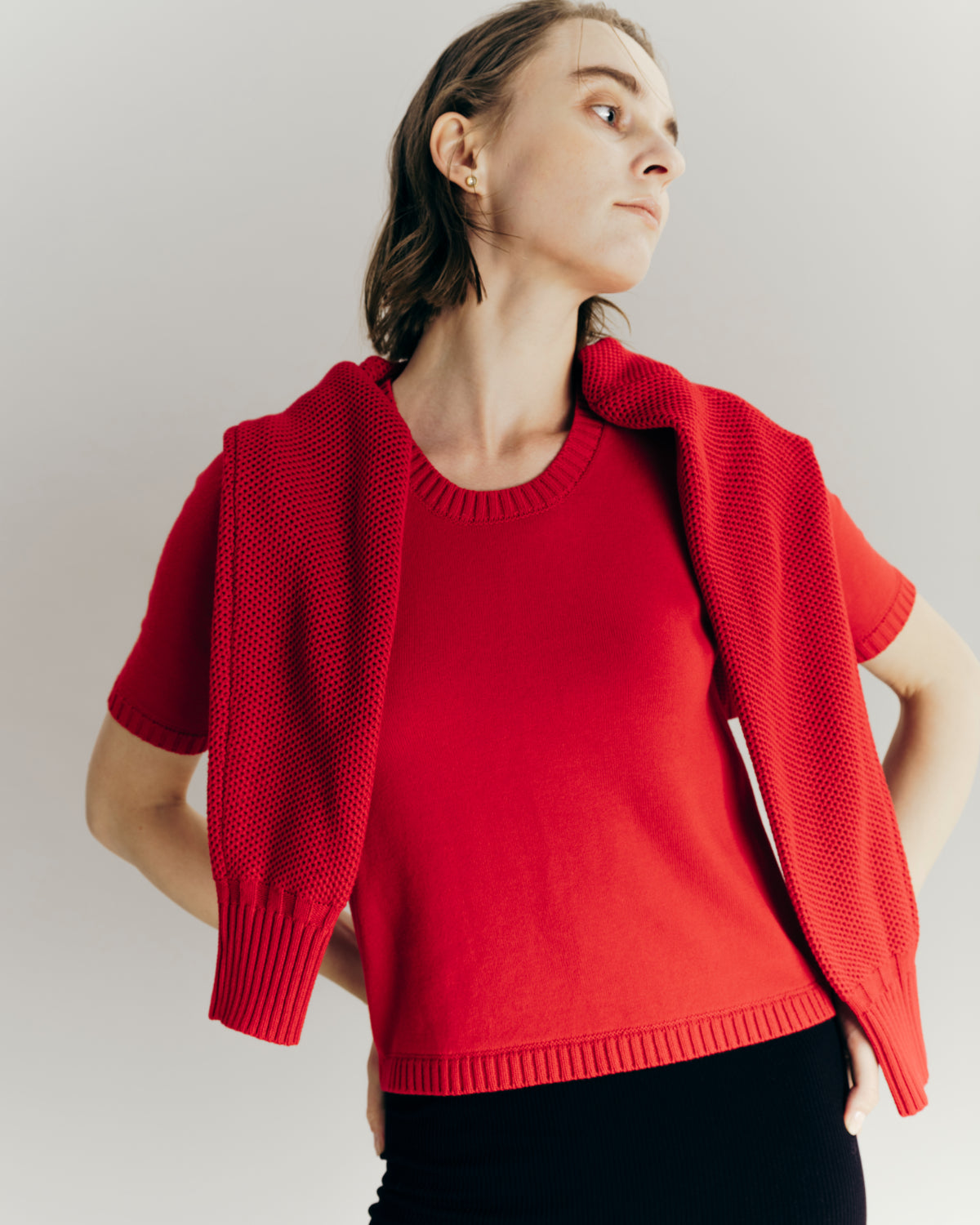 Crew neck Knit pullover ローブブランlaubeblanc Crew neck Knit pullover