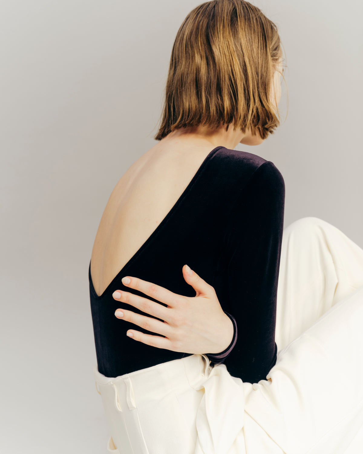 Velours Back open Body suit