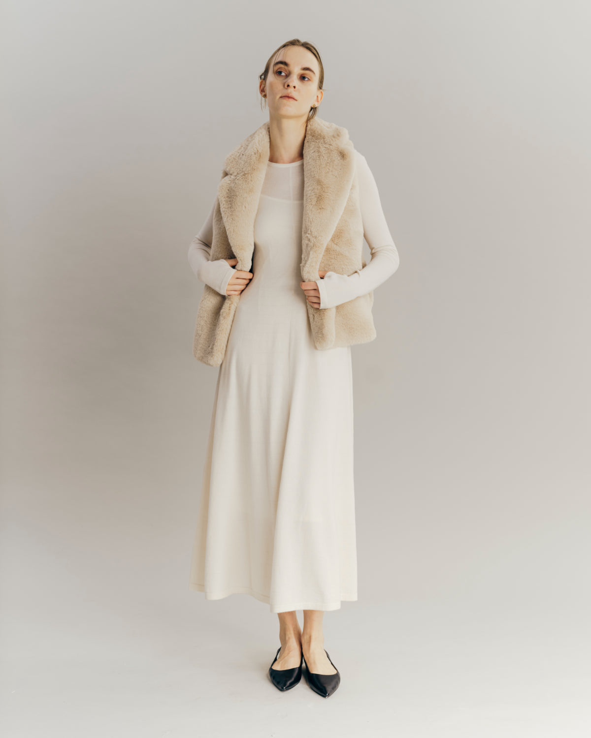 Tailored collar Fur vest