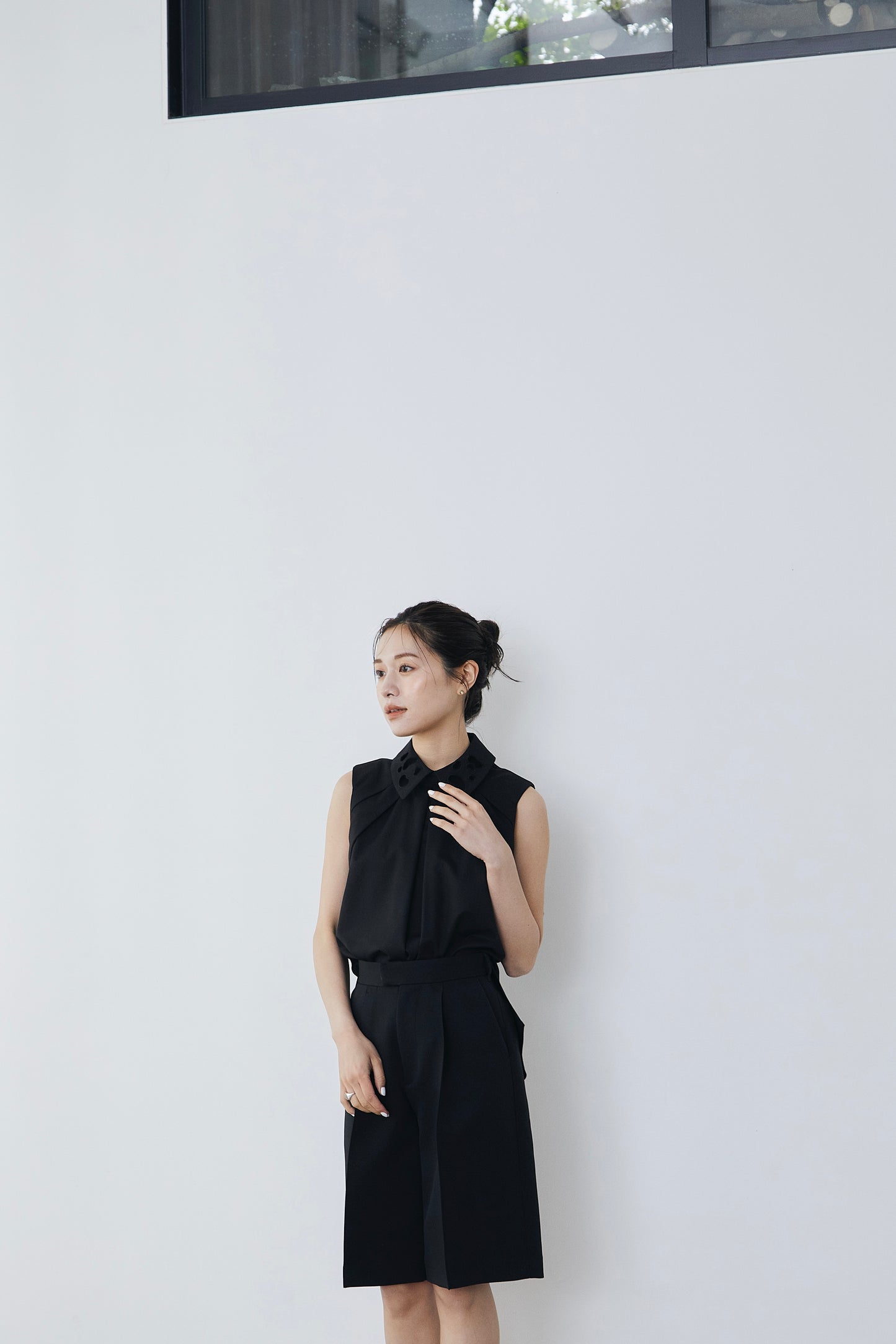 Front pin tuck Half pants