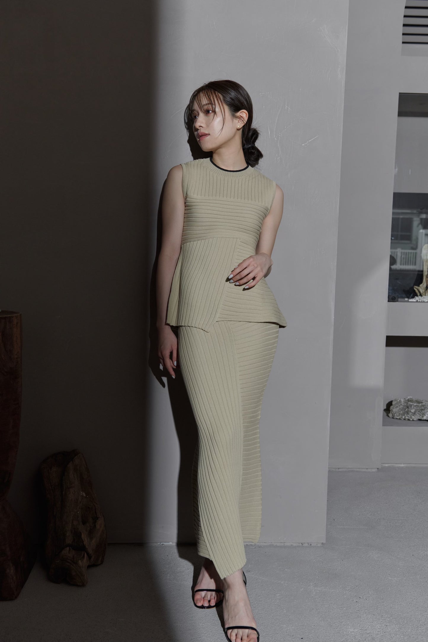 Panel rib knit tops