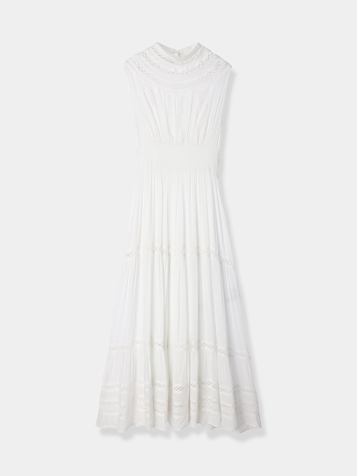 Yoke lace tiered dress