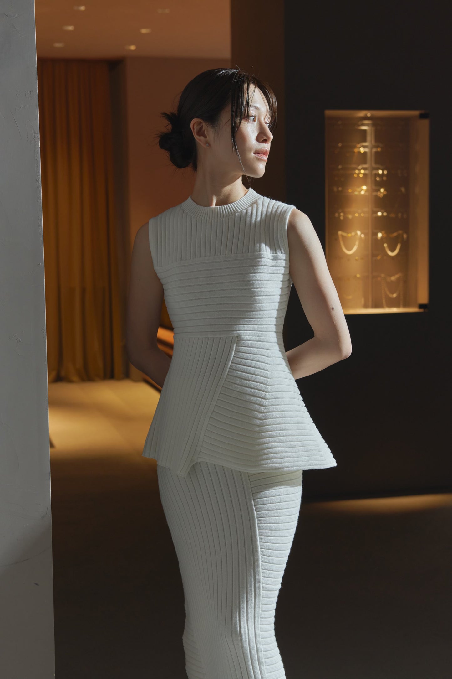 Panel rib knit Skirt