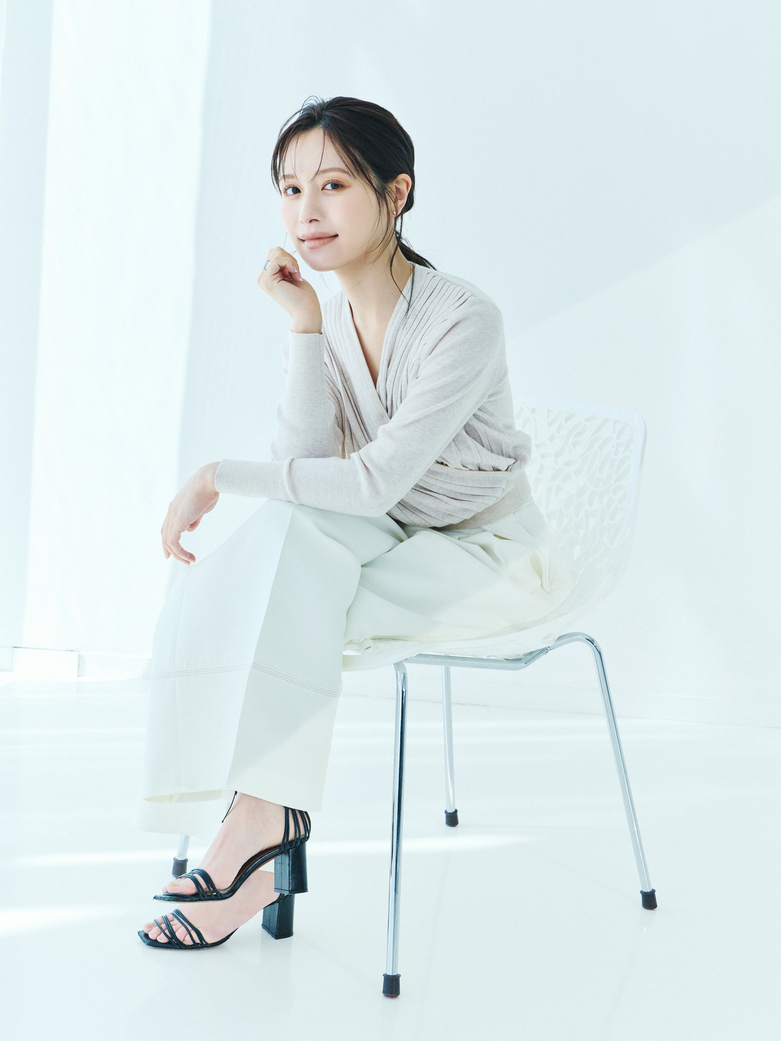 Pleats Cache-coeur Knit Tops