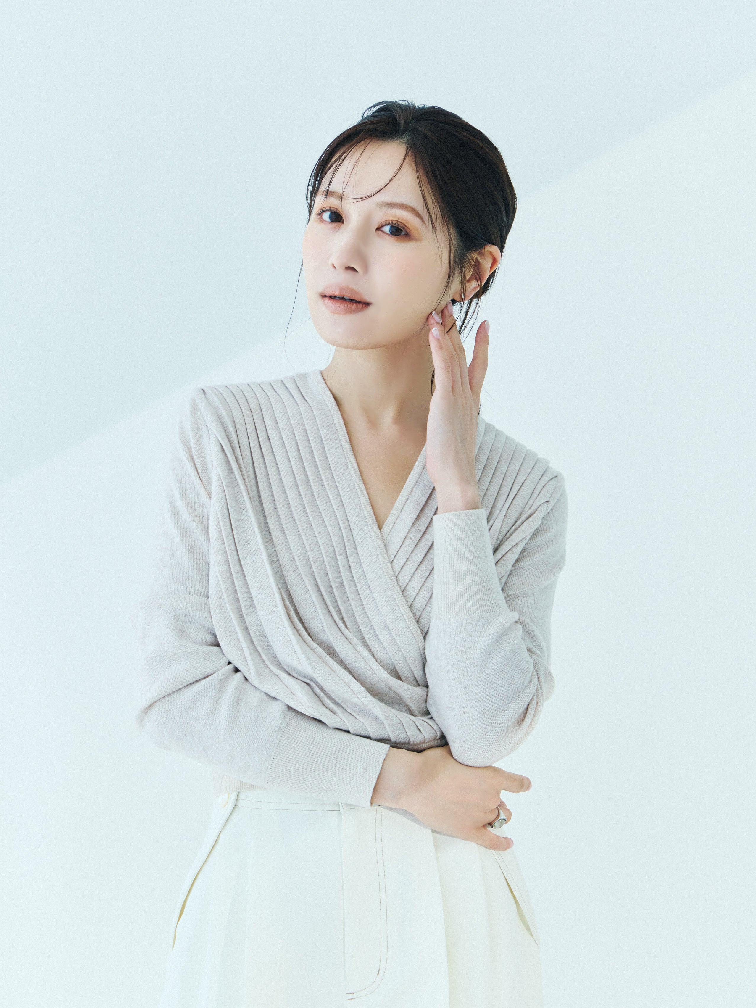 Pleats Cache-coeur Knit Tops