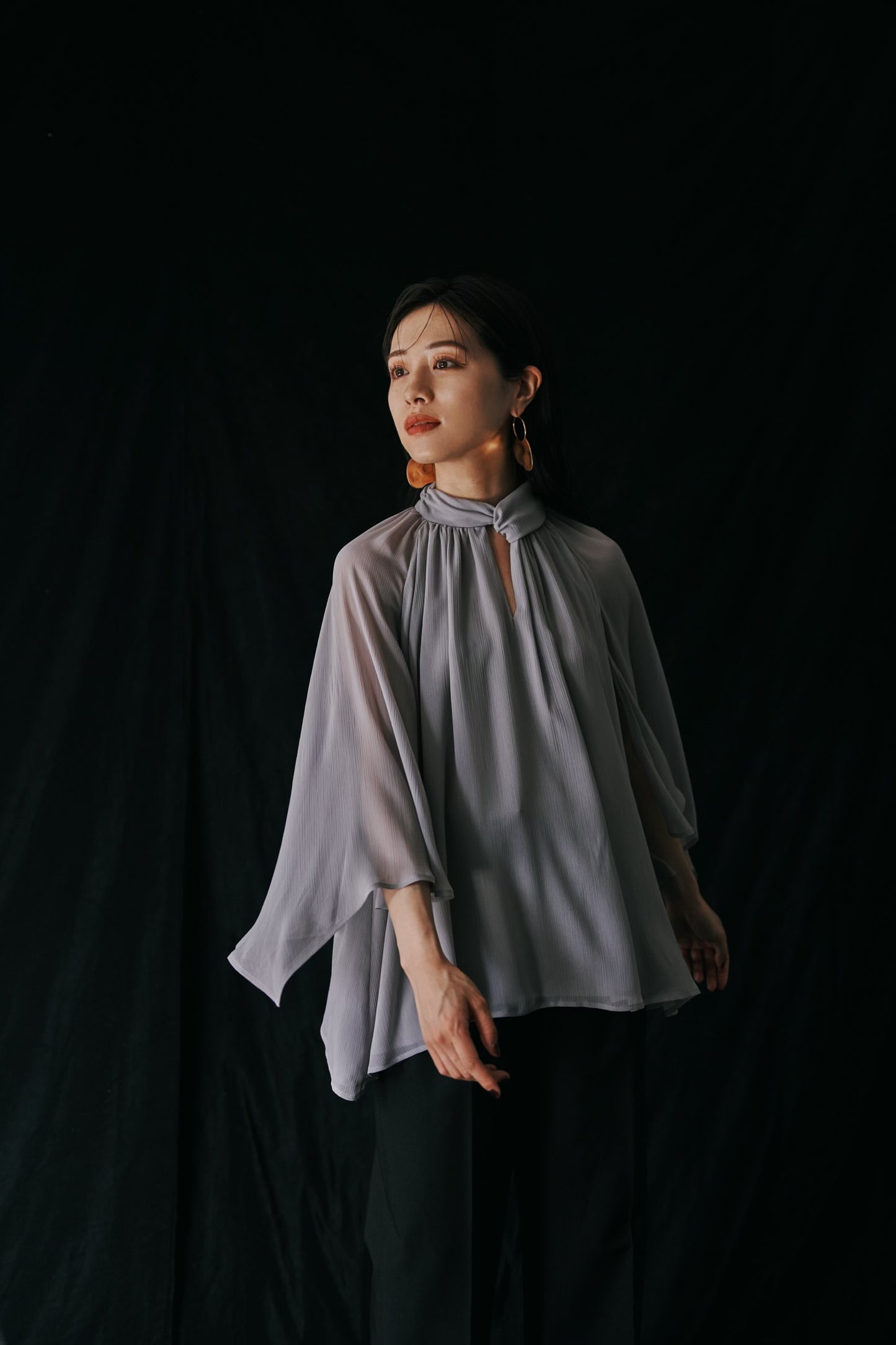 Cape sleeve Chiffon Blouse