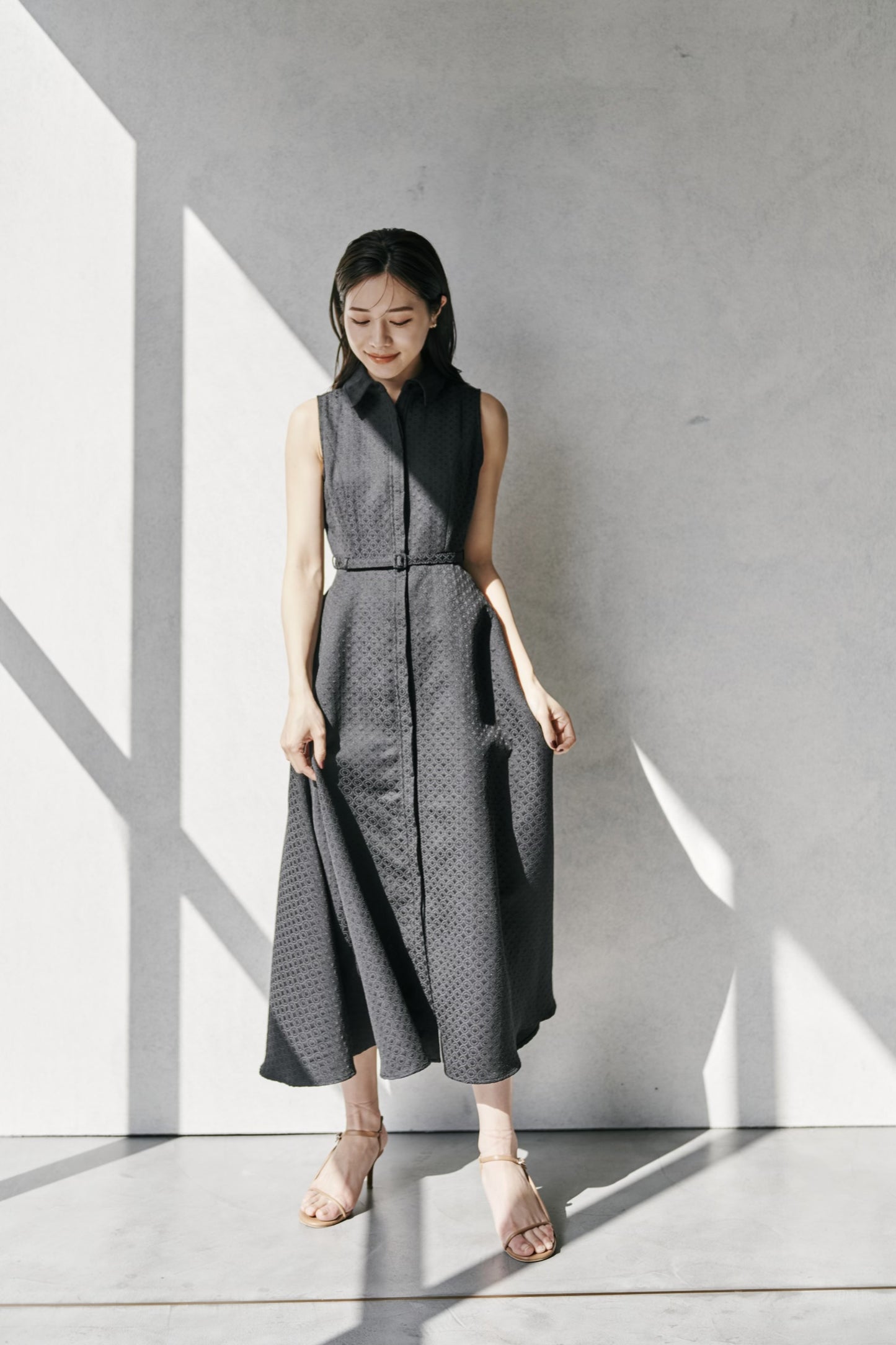 Belted Jacquard Dress