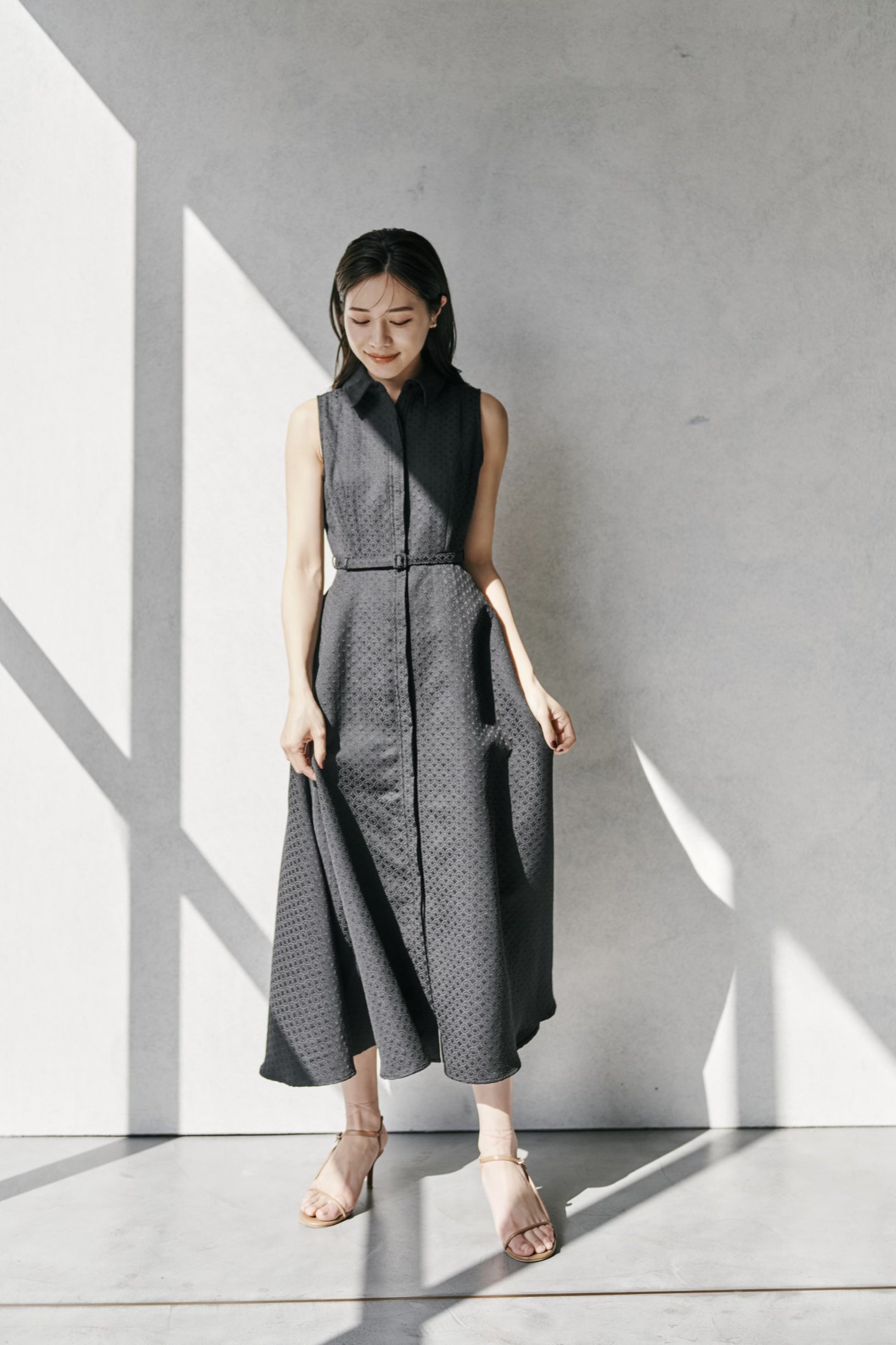 Belted Jacquard Dress