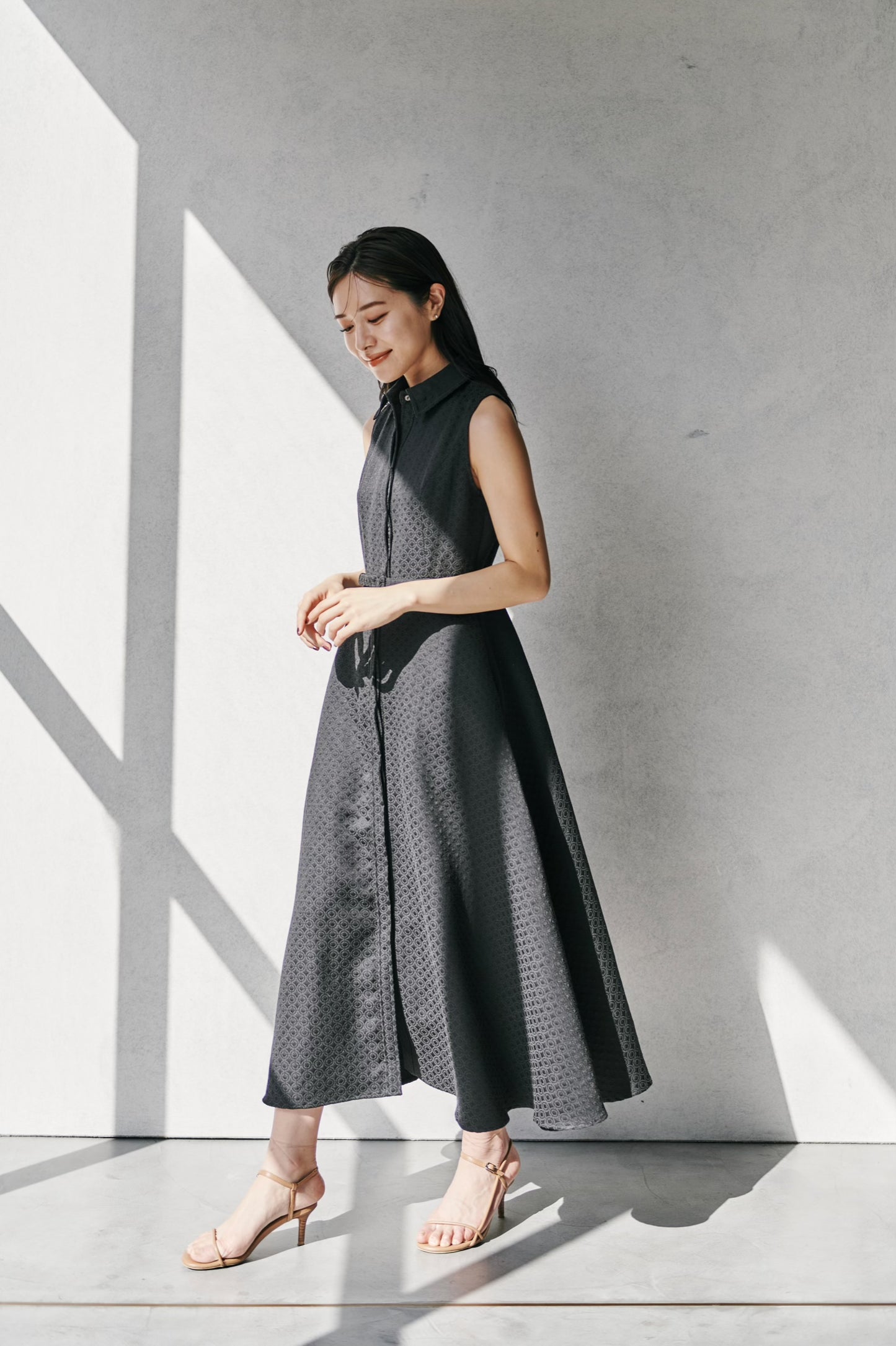 Belted Jacquard Dress