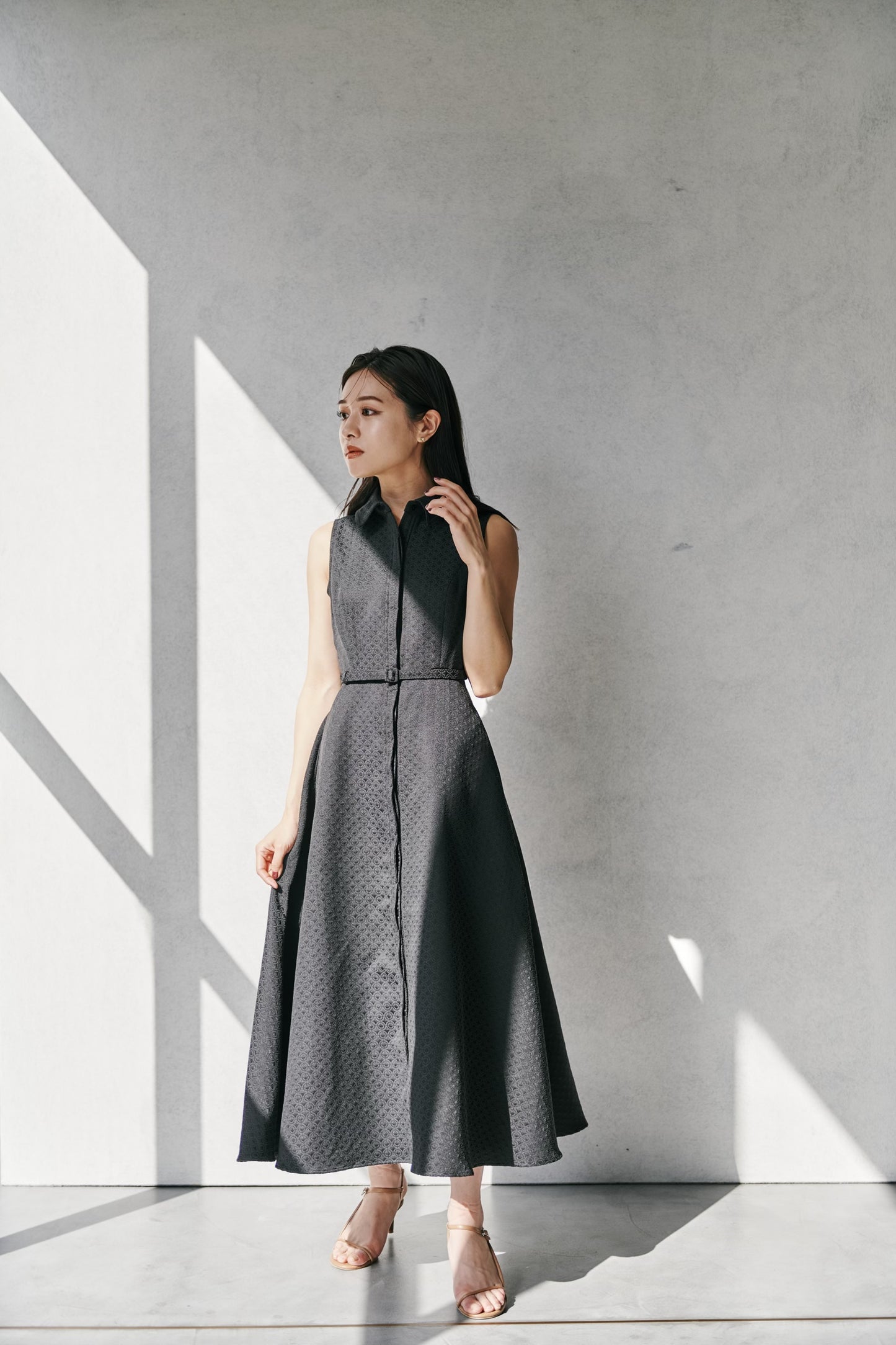 Belted Jacquard Dress