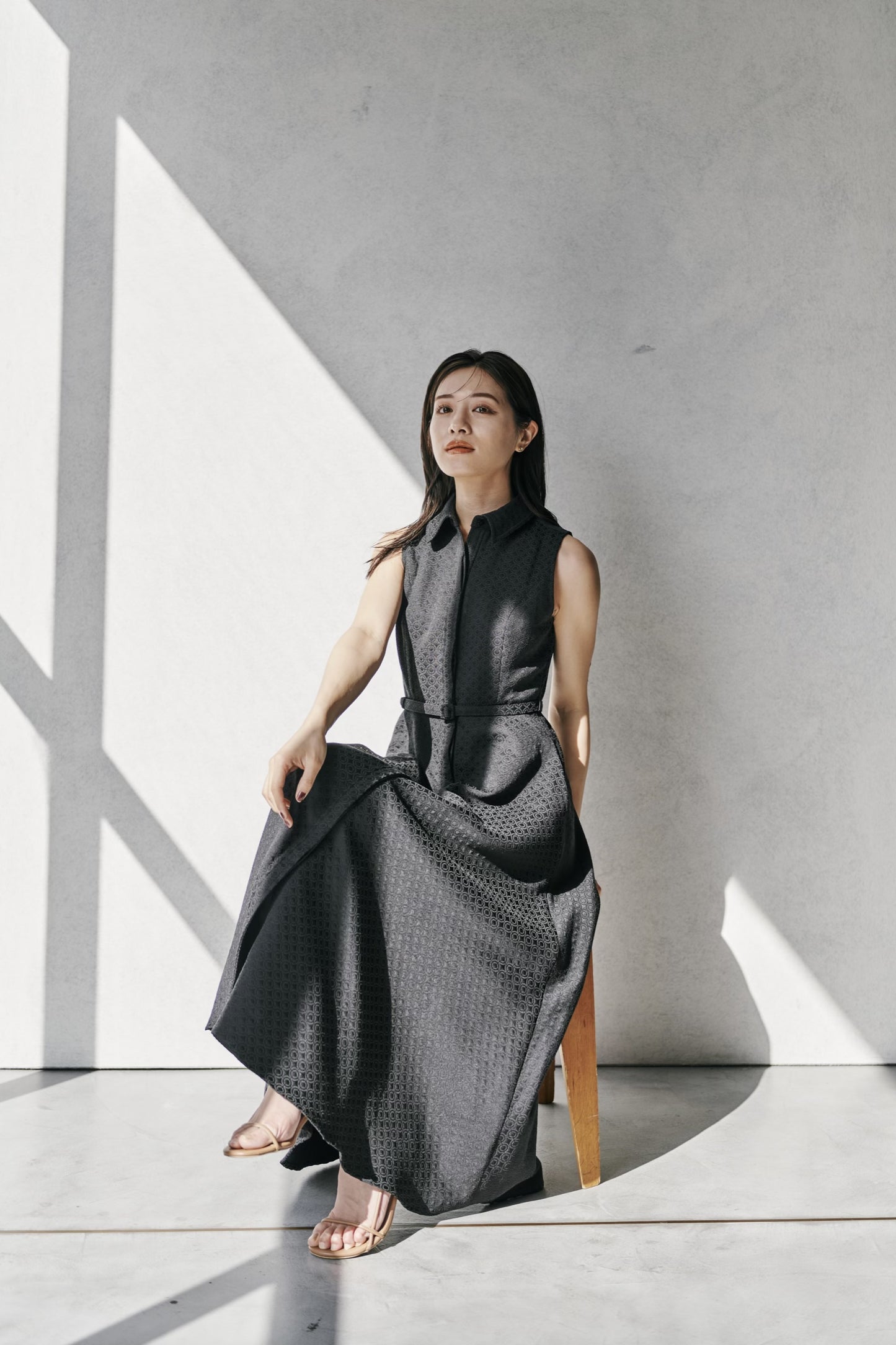 Belted Jacquard Dress