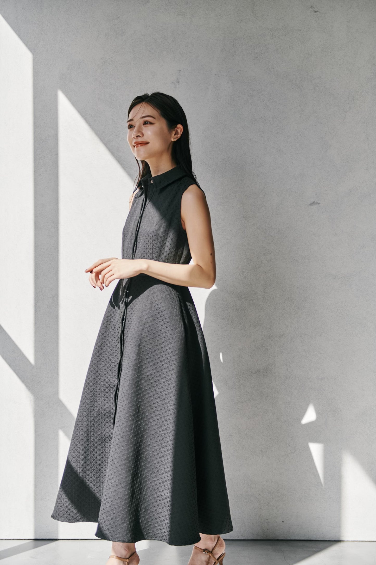 Belted Jacquard Dress