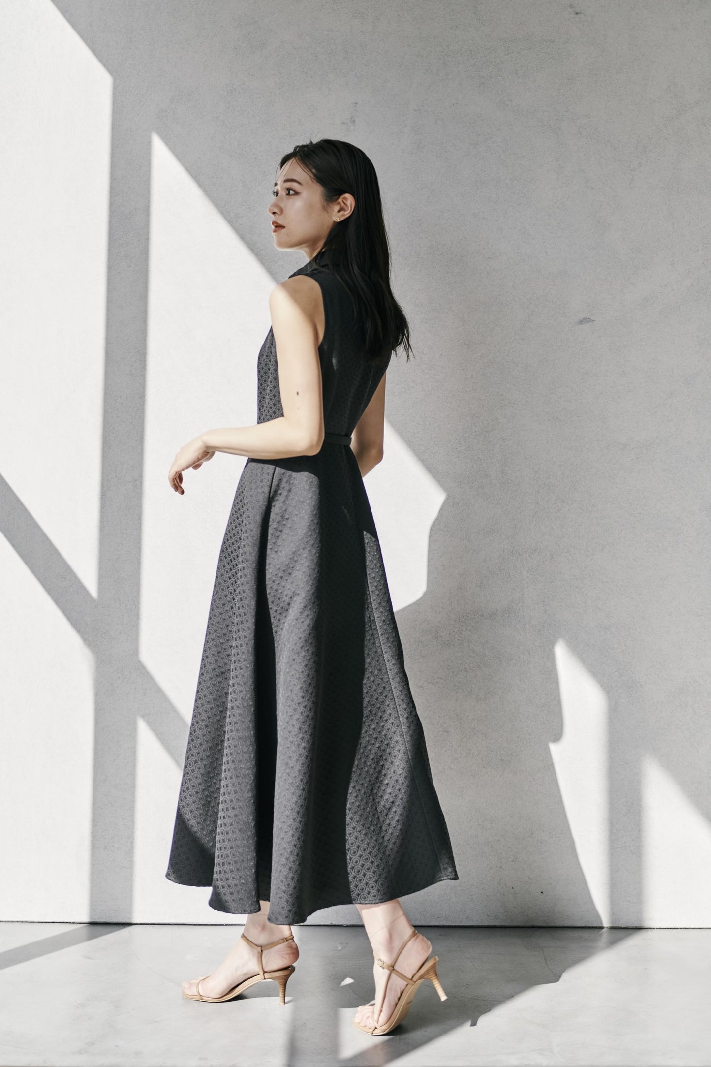 Belted Jacquard Dress