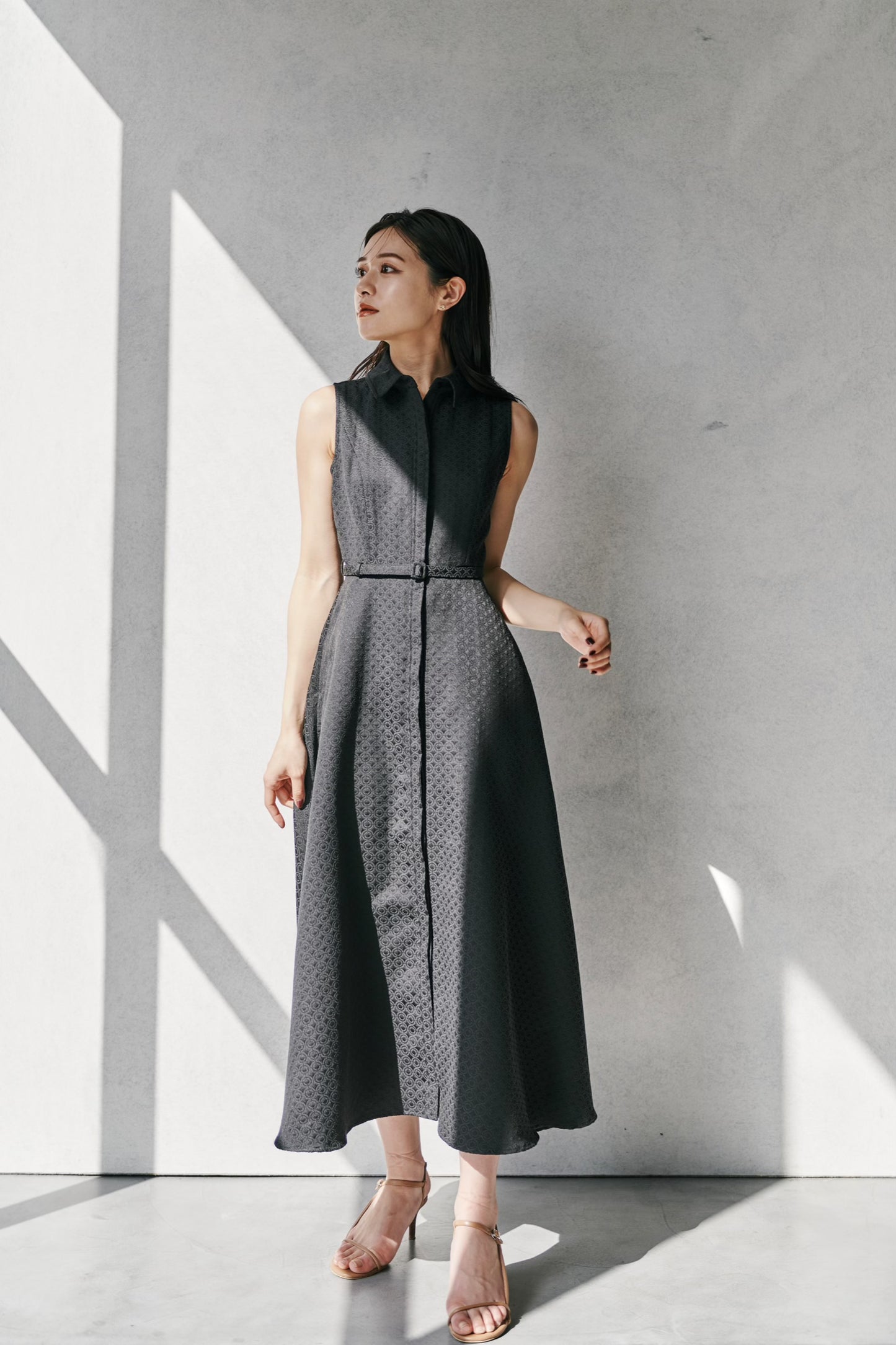 Belted Jacquard Dress