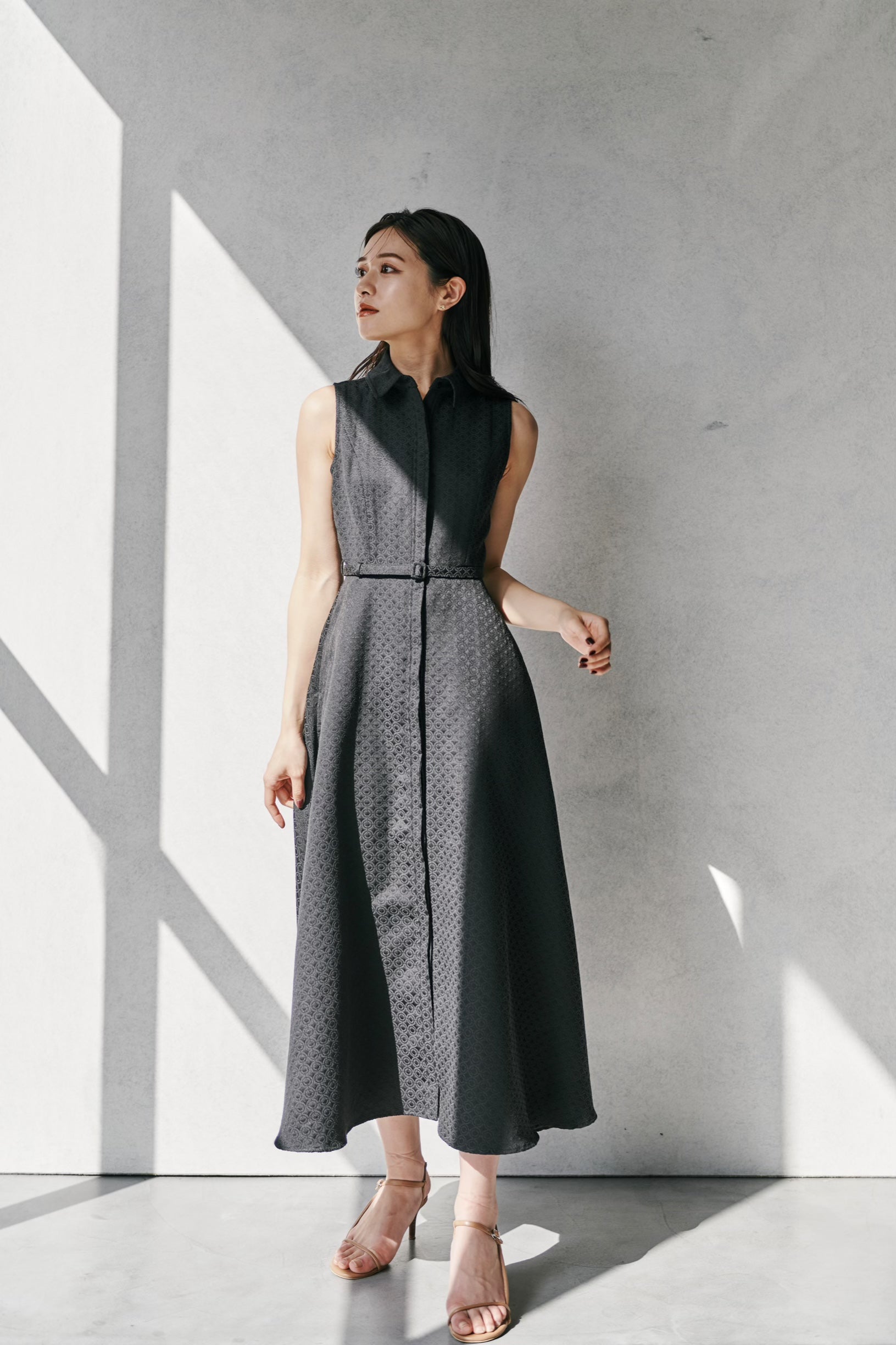 Belted Jacquard Dress