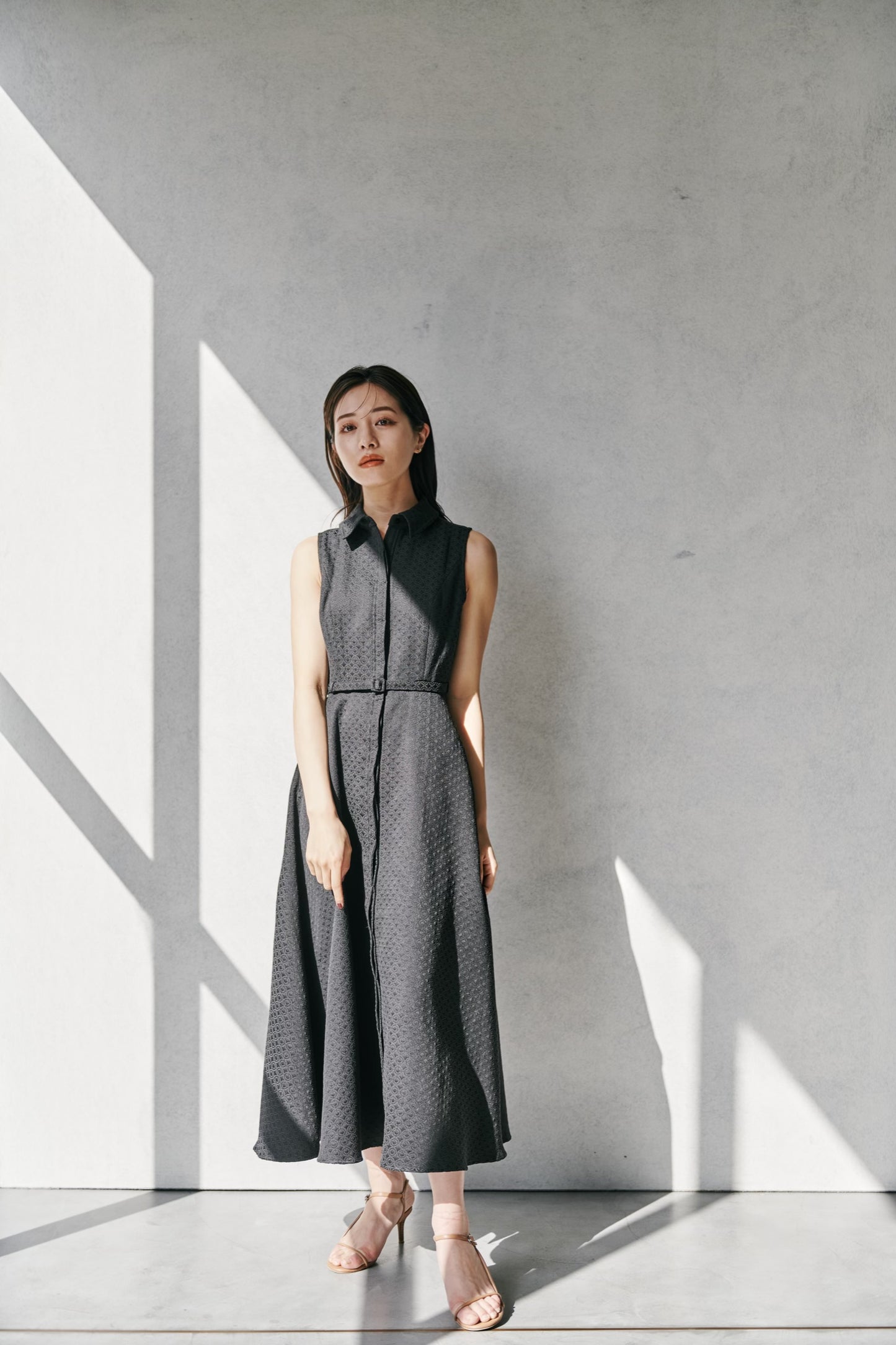 Belted Jacquard Dress