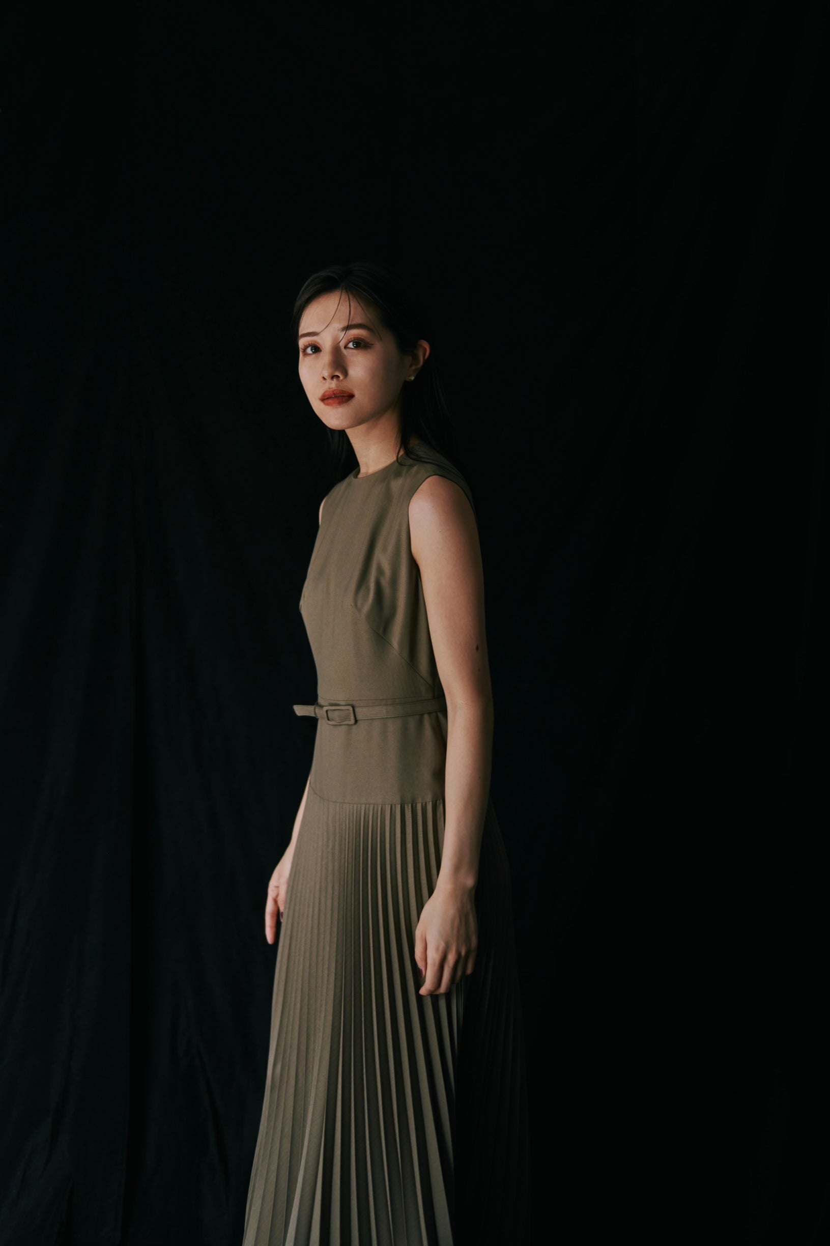 Belted Pleats Dress