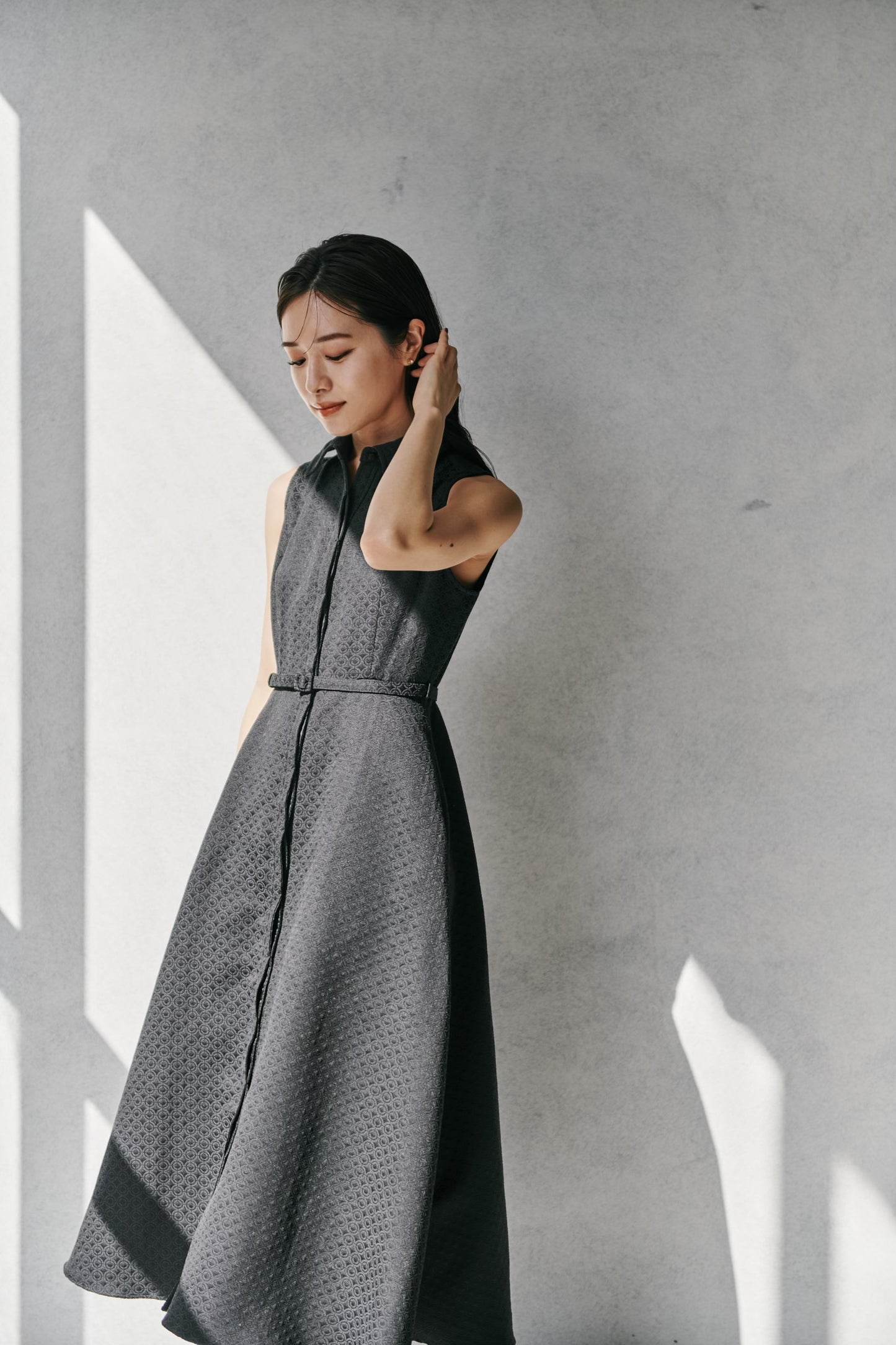 Belted Jacquard Dress