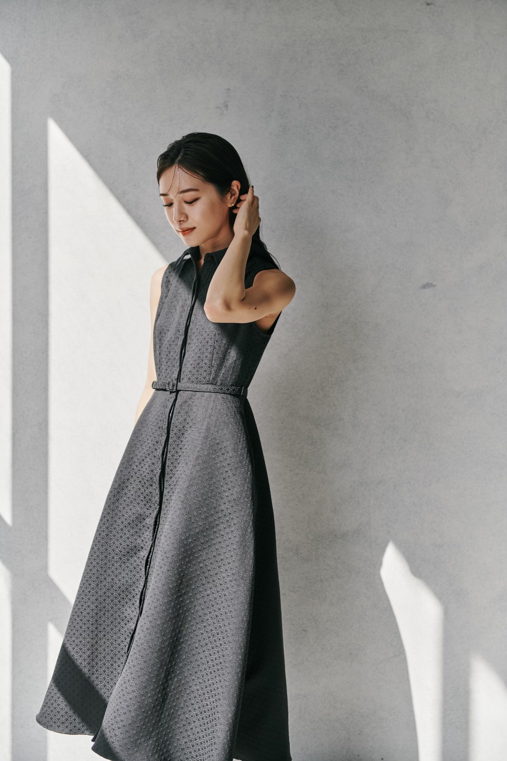 Belted Jacquard Dress