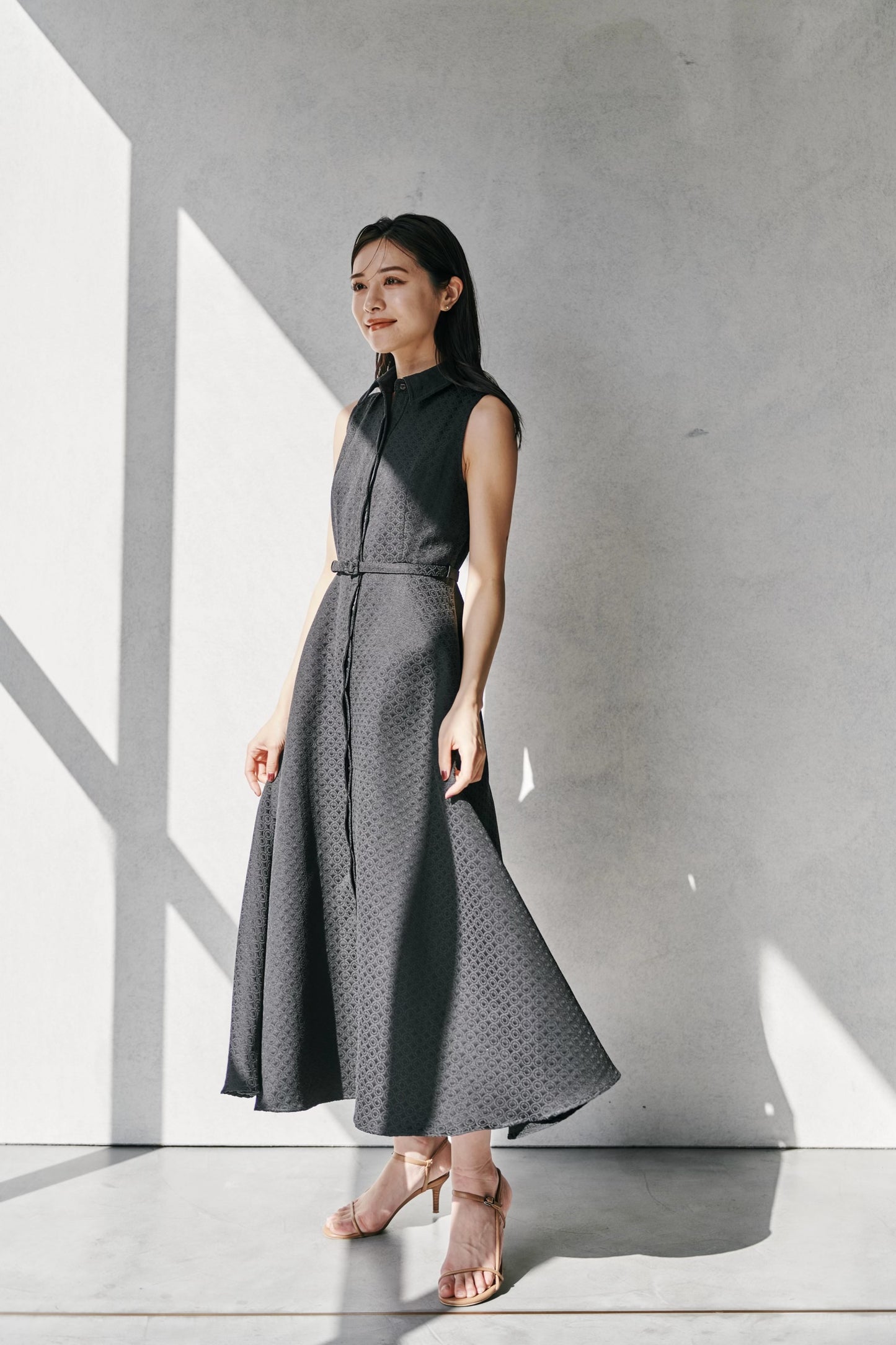 Belted Jacquard Dress