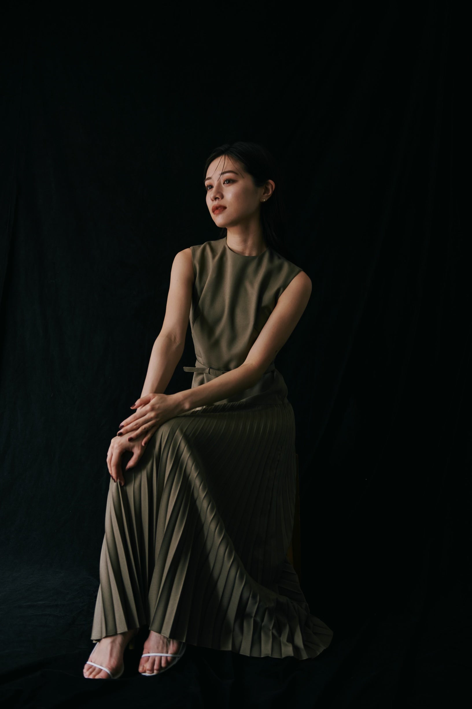 Belted Pleats Dress