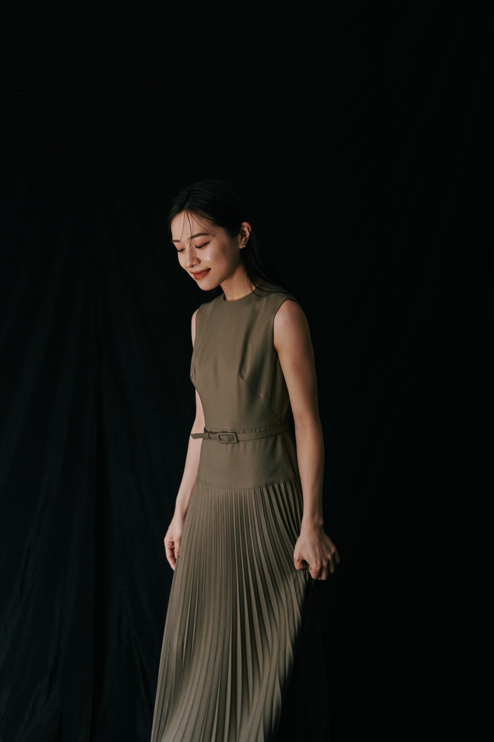 Belted Pleats Dress