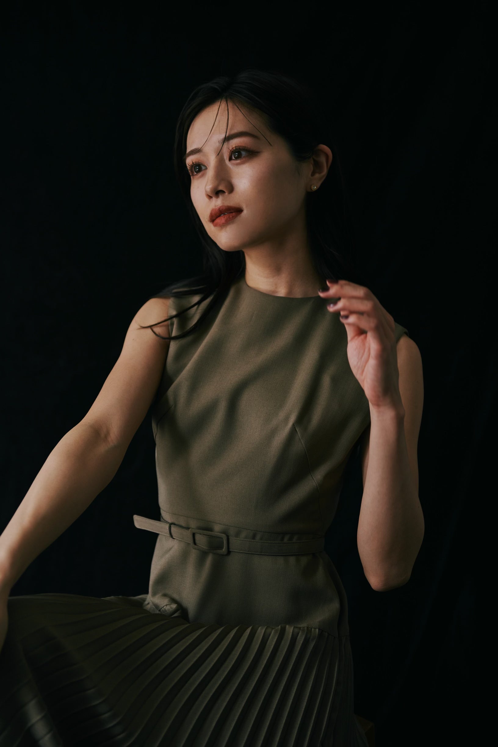 Belted Pleats Dress