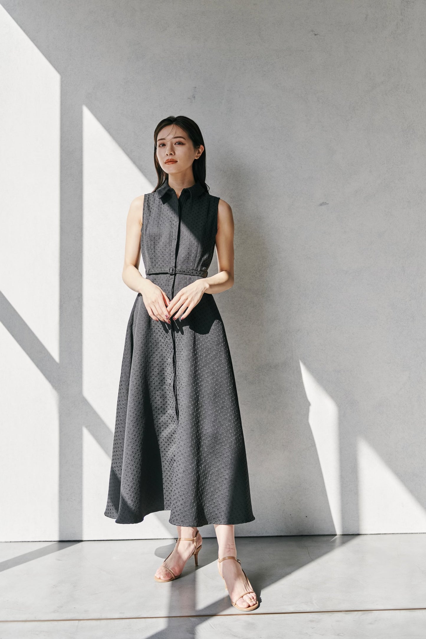 Belted Jacquard Dress