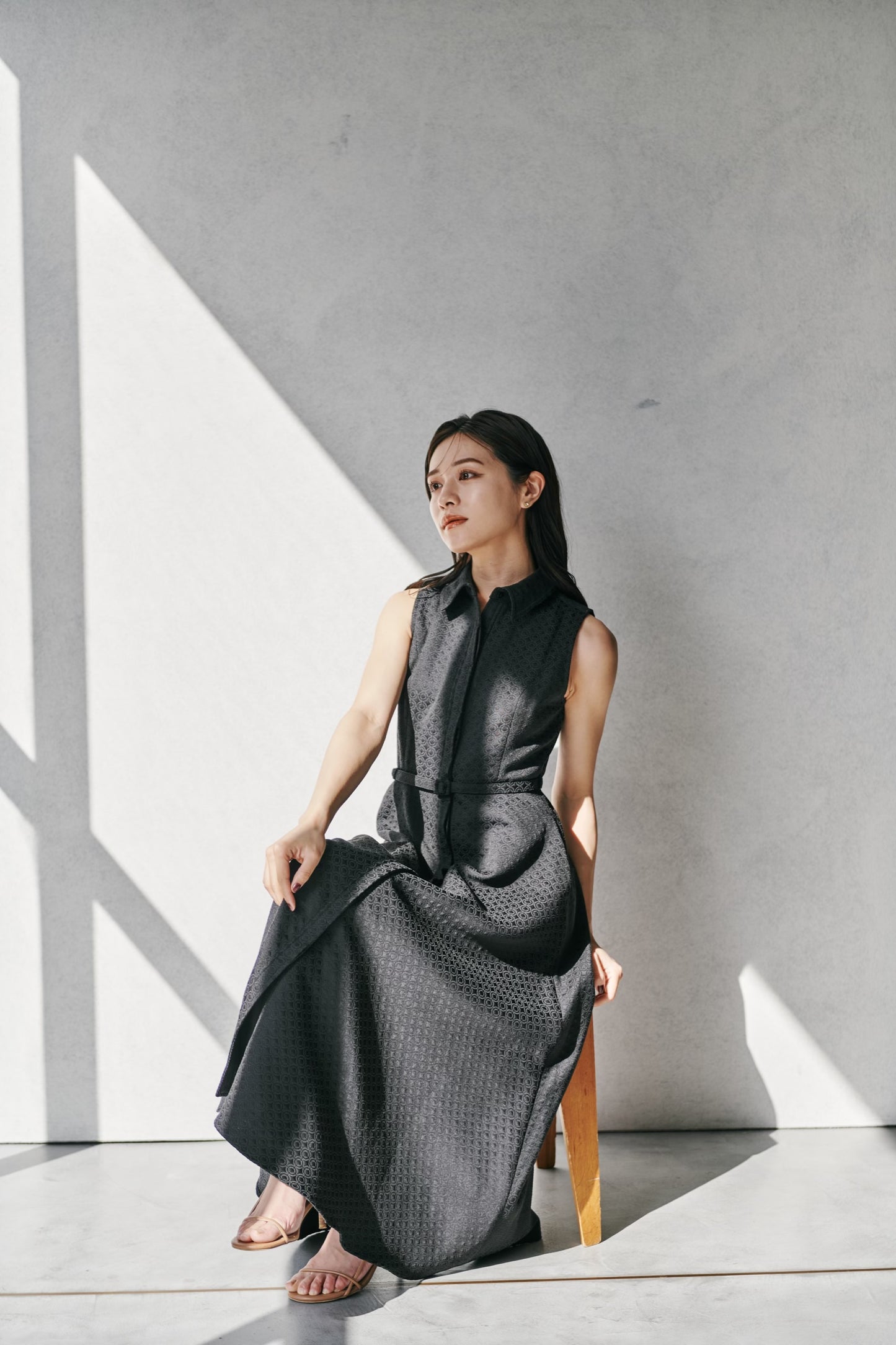 Belted Jacquard Dress