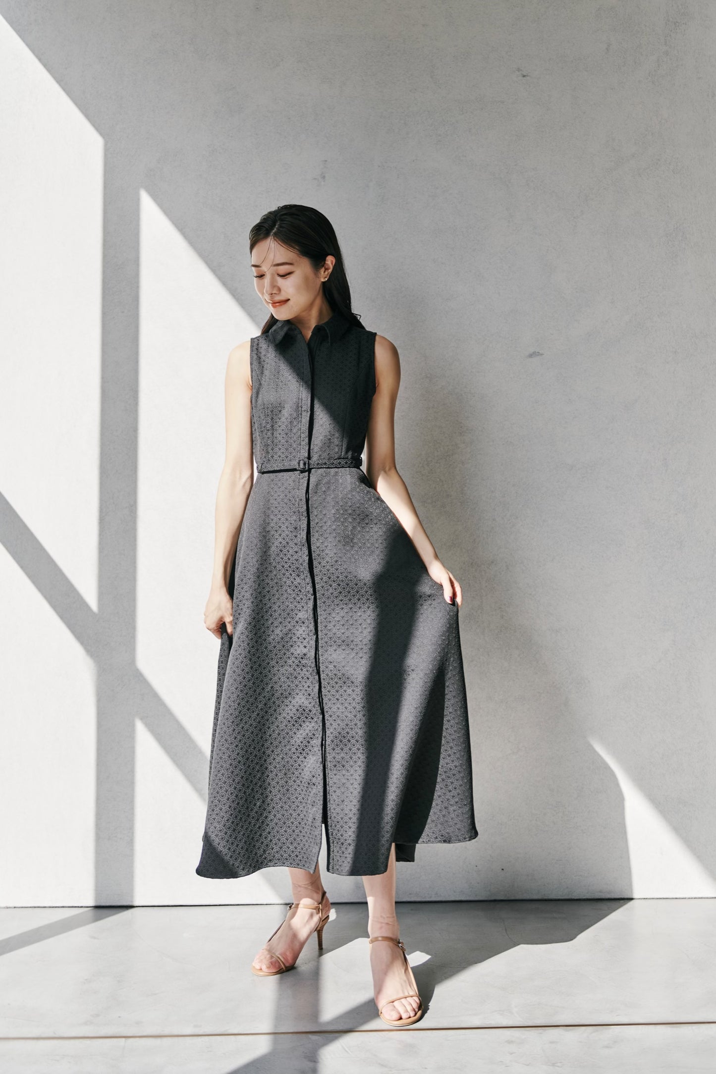 Belted Jacquard Dress