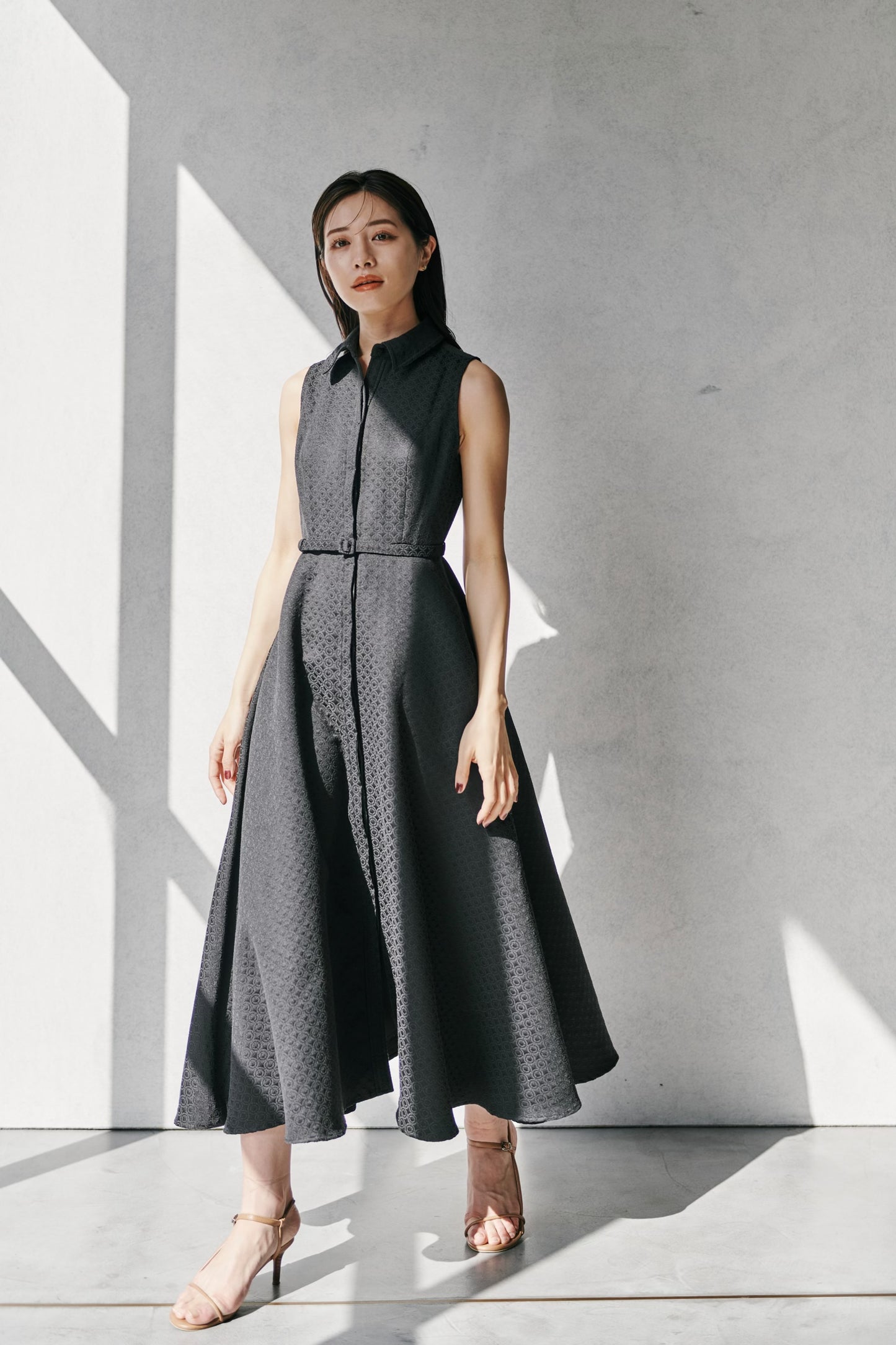 Belted Jacquard Dress
