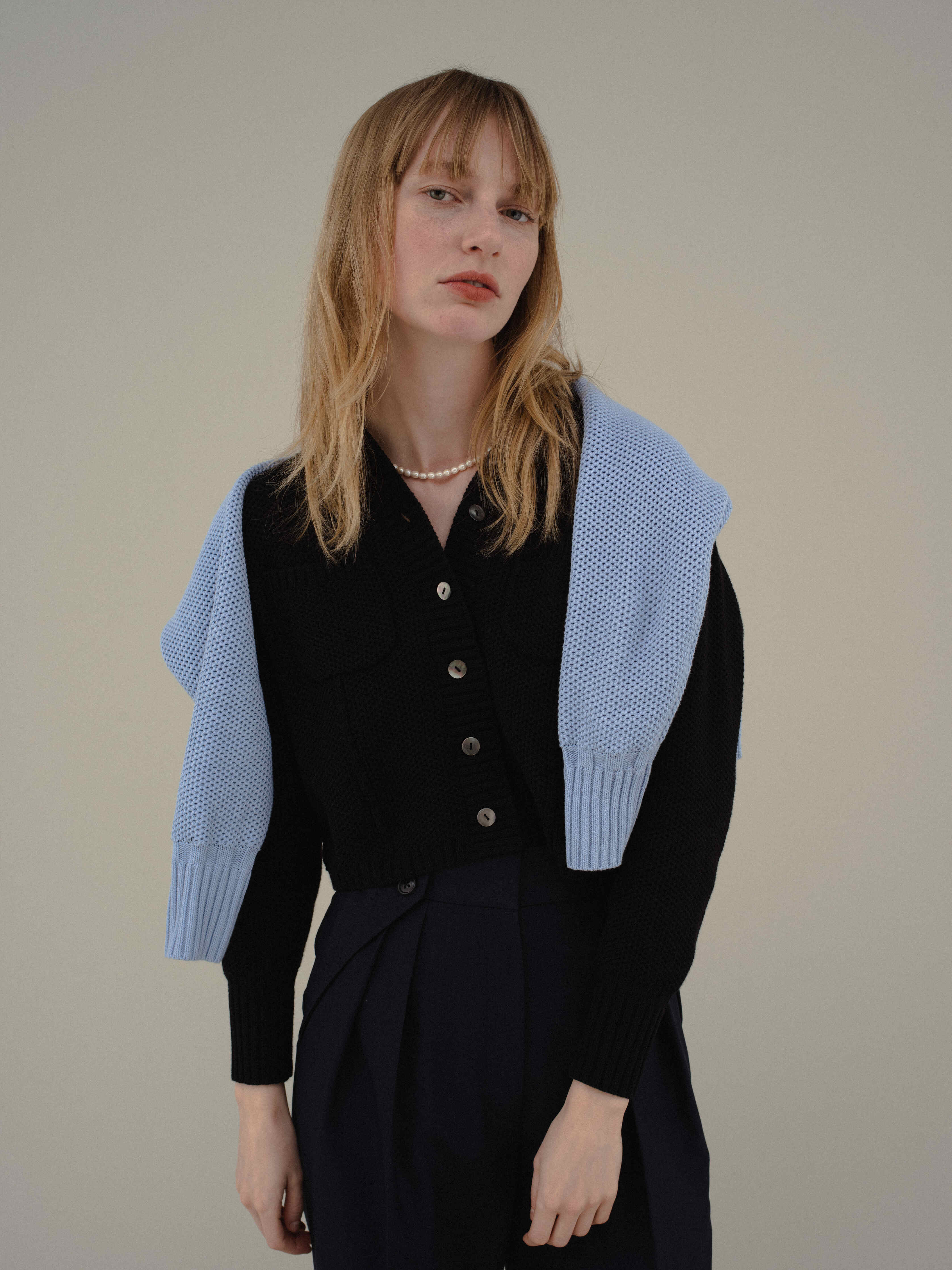 Basket Knit Cardigan / White