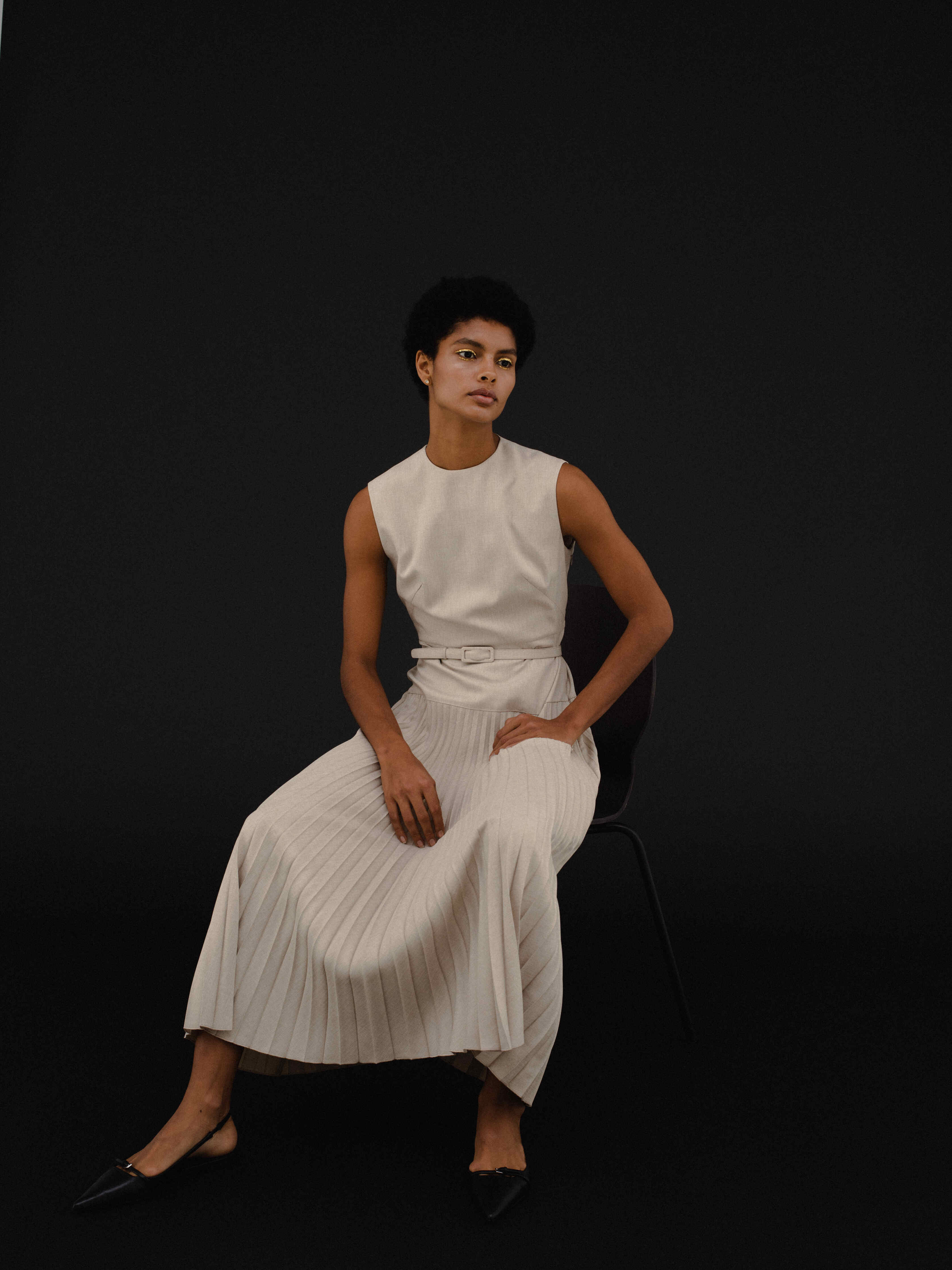 Belted Pleats Dress