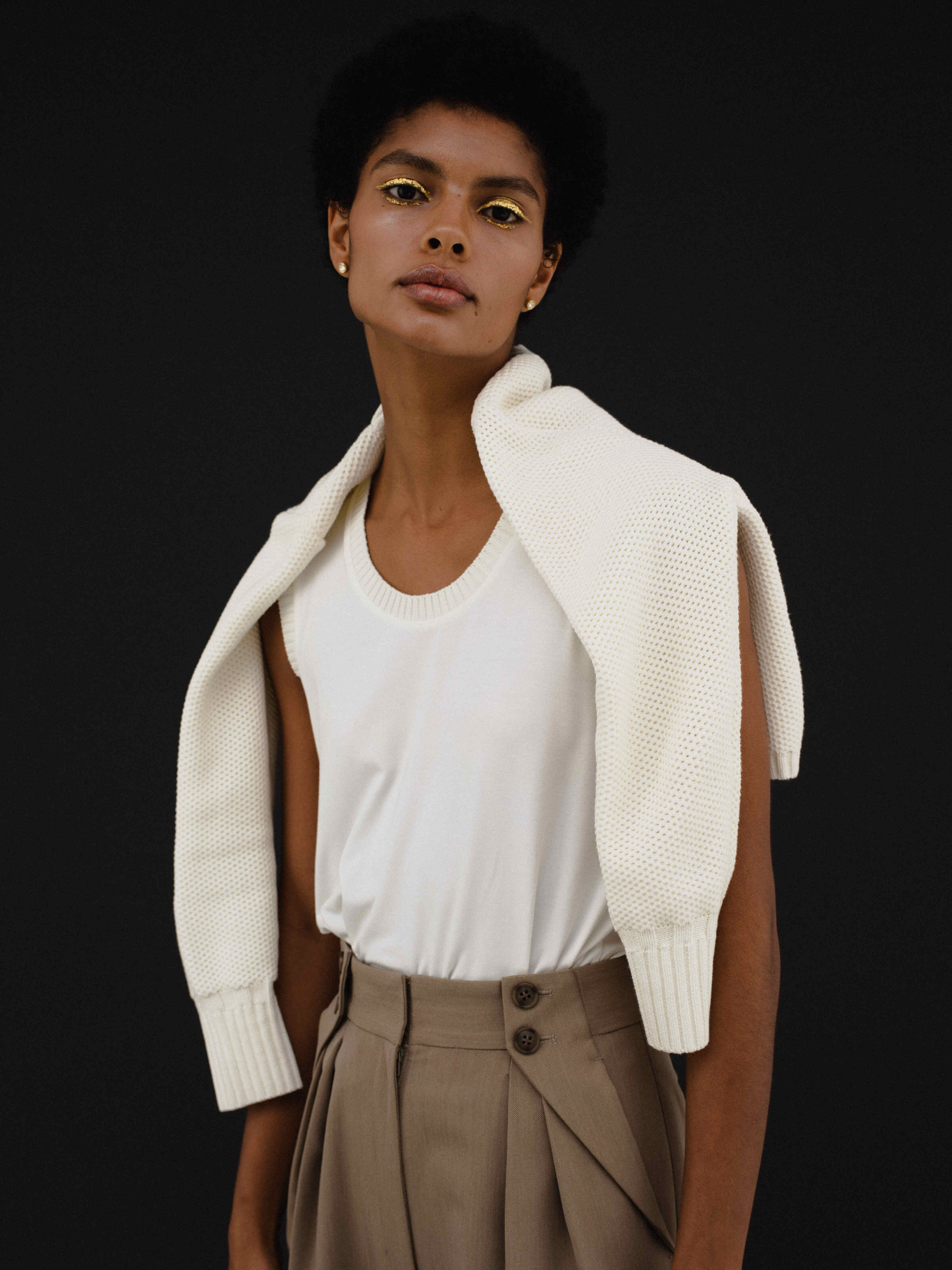 Basket Knit Cardigan / White