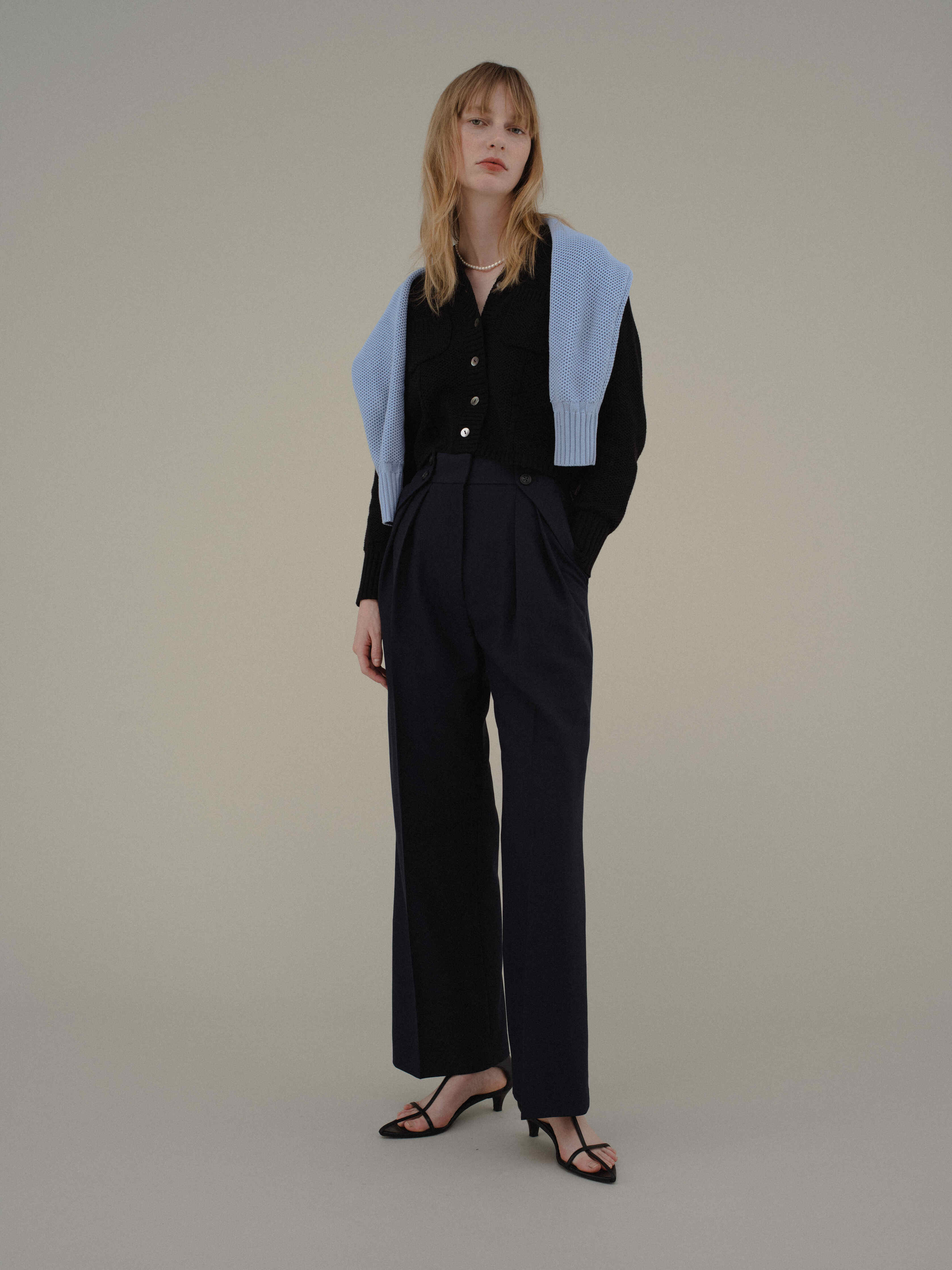 Basket Knit Cardigan / White
