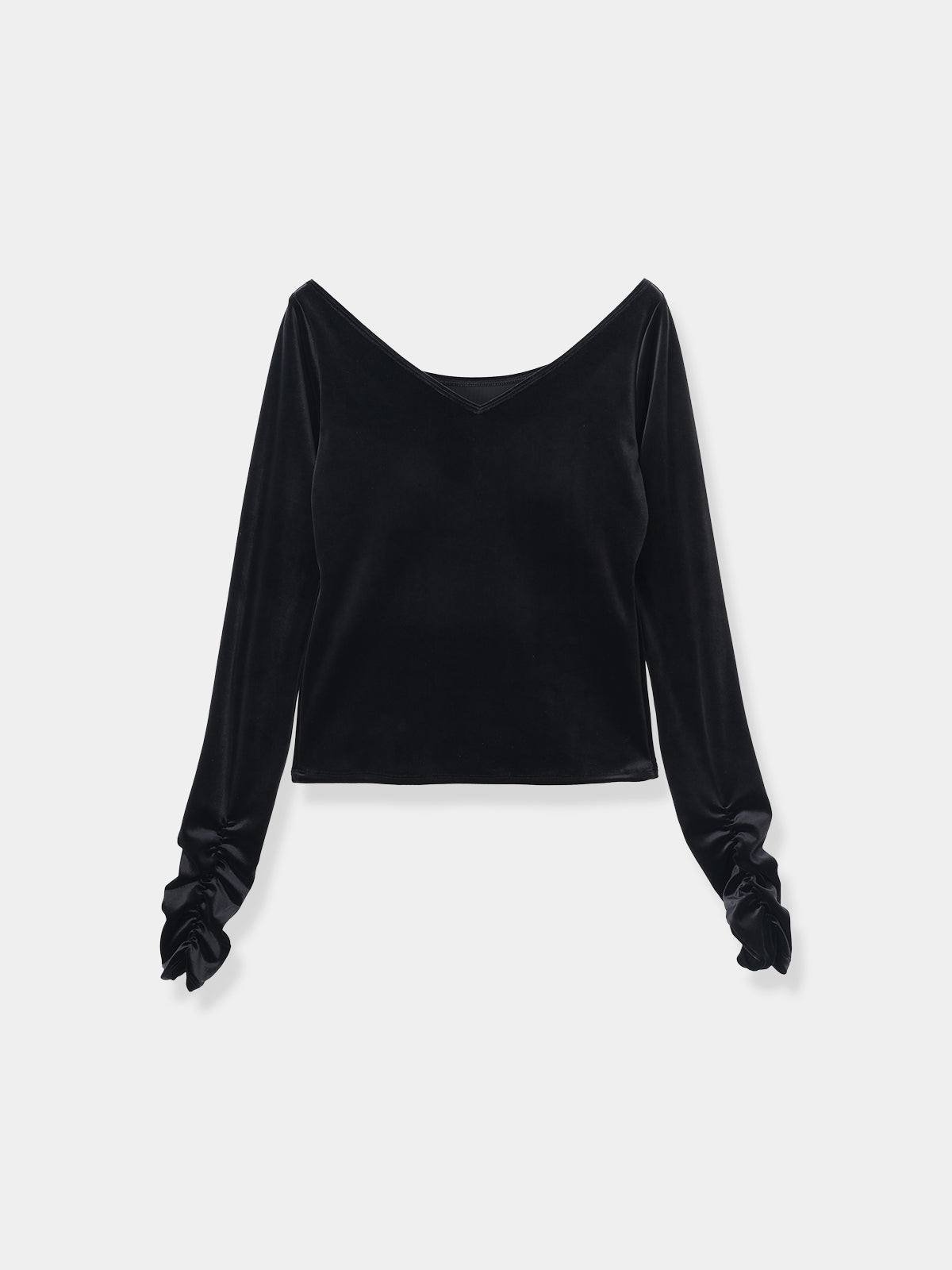 Sharp Neck Velour Tops