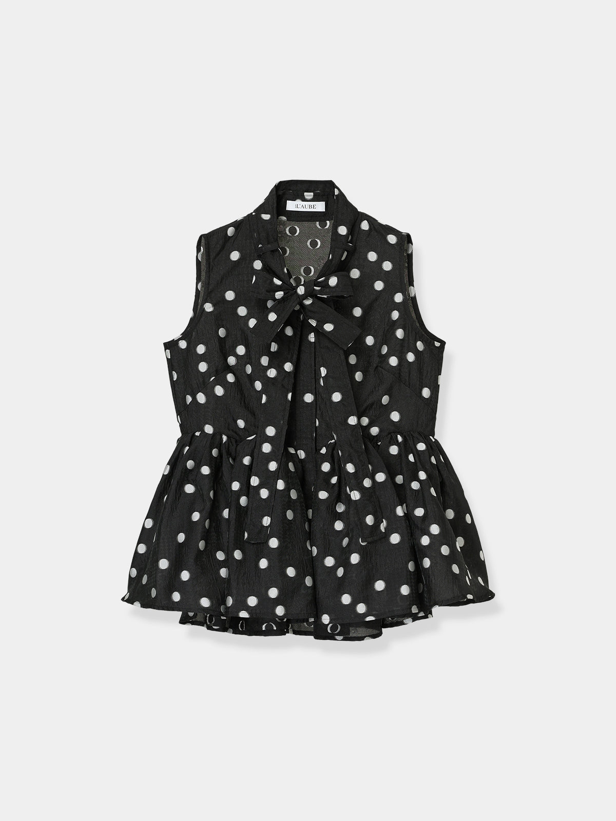 Sheer Polka Dot Ribbon Blouse