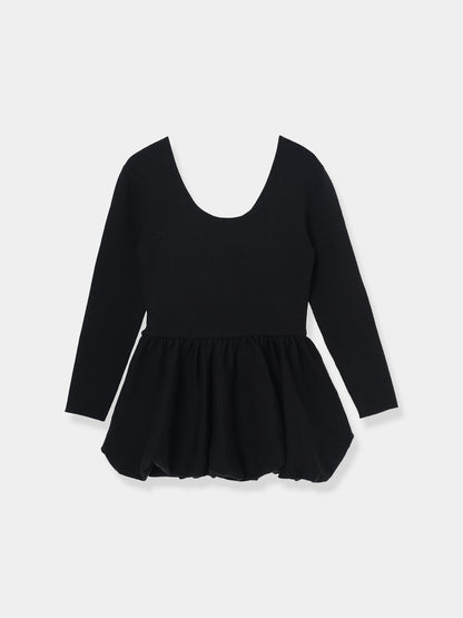 Balloon peplum Knit tops［Machine Washable］