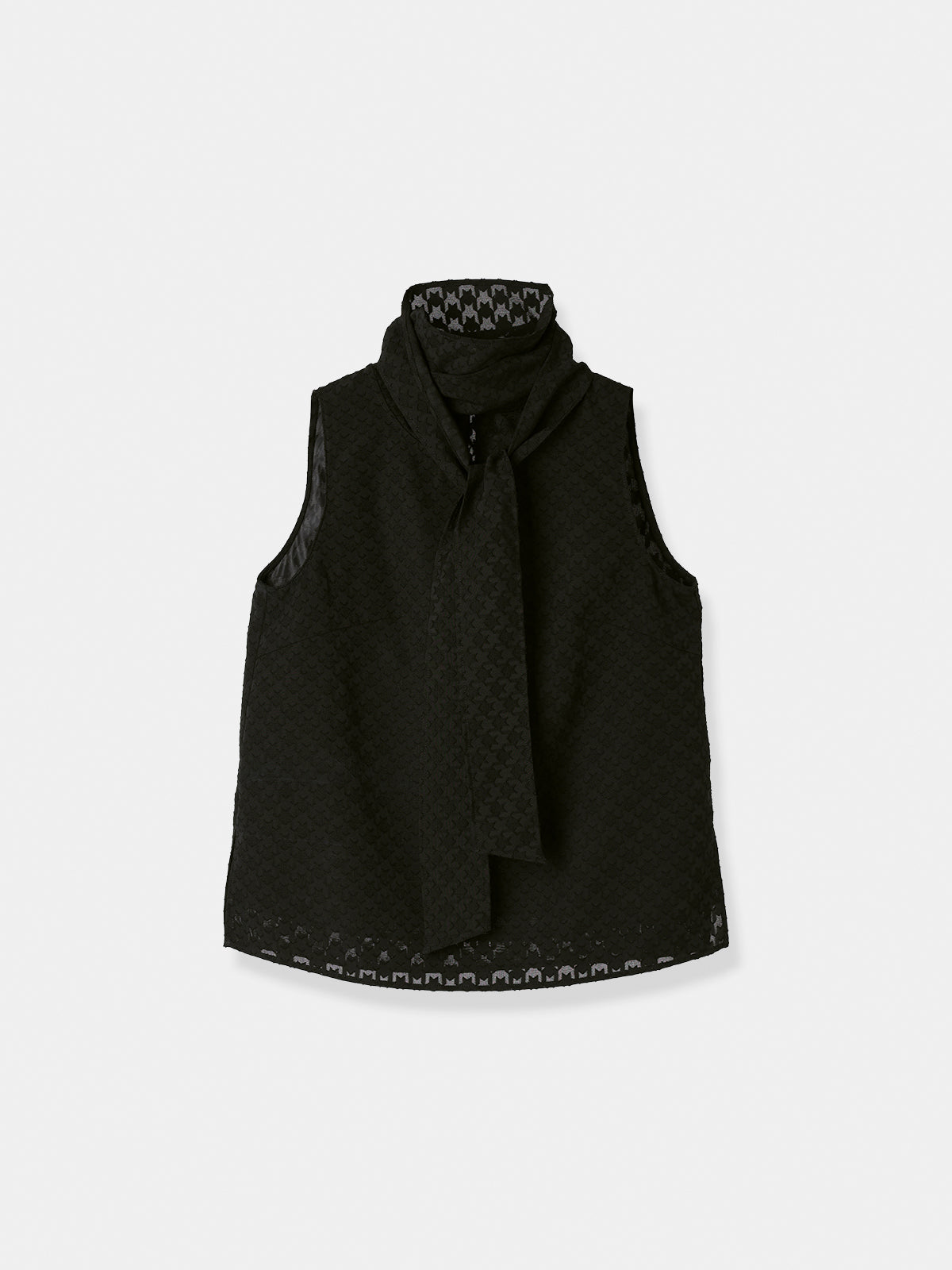 Sheer Jacquard Bow-tie Blouse