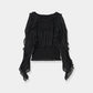 Sheer Jacquard Frill Blouse