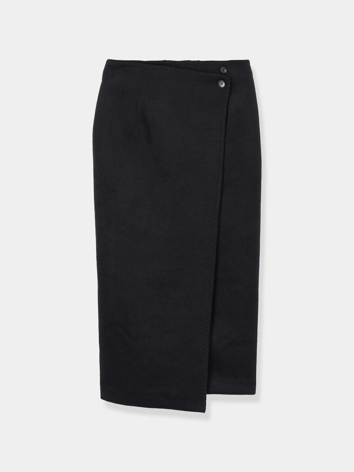 Asymmetric Wool Wrap Skirt
