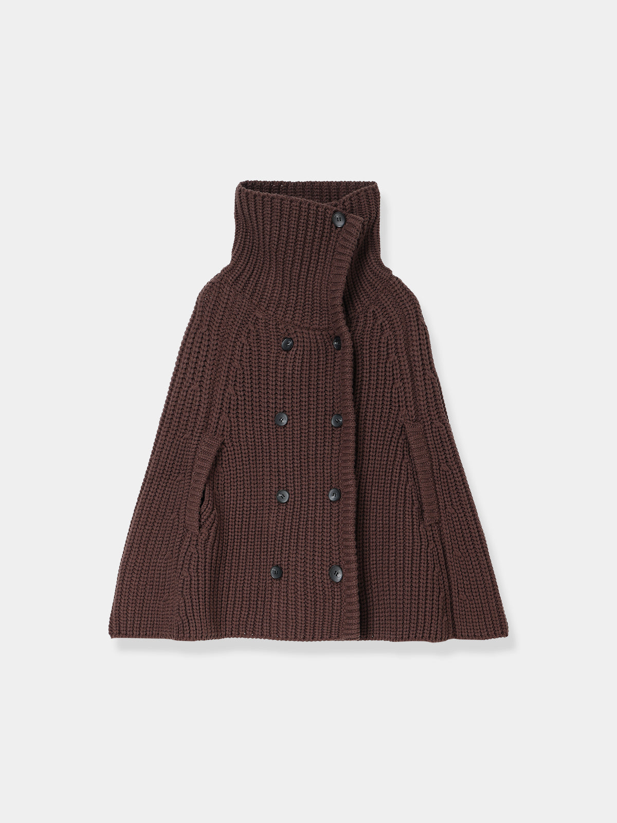 Double Breasted Knit Cape Coat