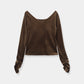 Sharp Neck Velour Tops