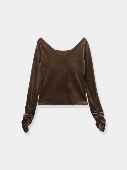 Sharp Neck Velour Tops