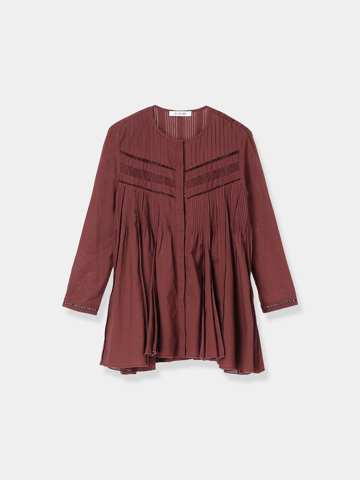 Lace Pintuck Flare Blouse