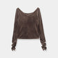 Sharp Neck Velour Tops