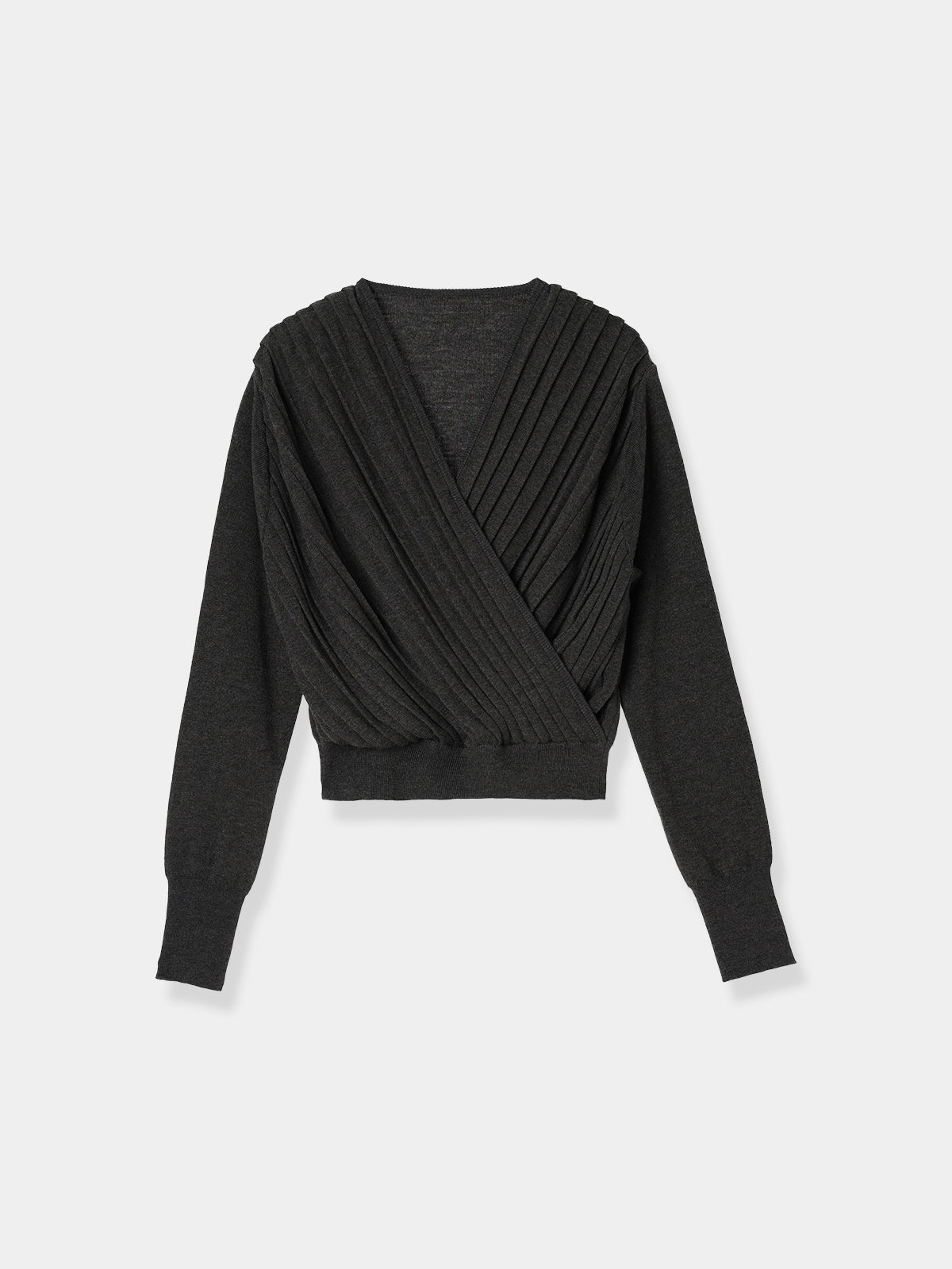 Pleats Cache-coeur Knit Tops