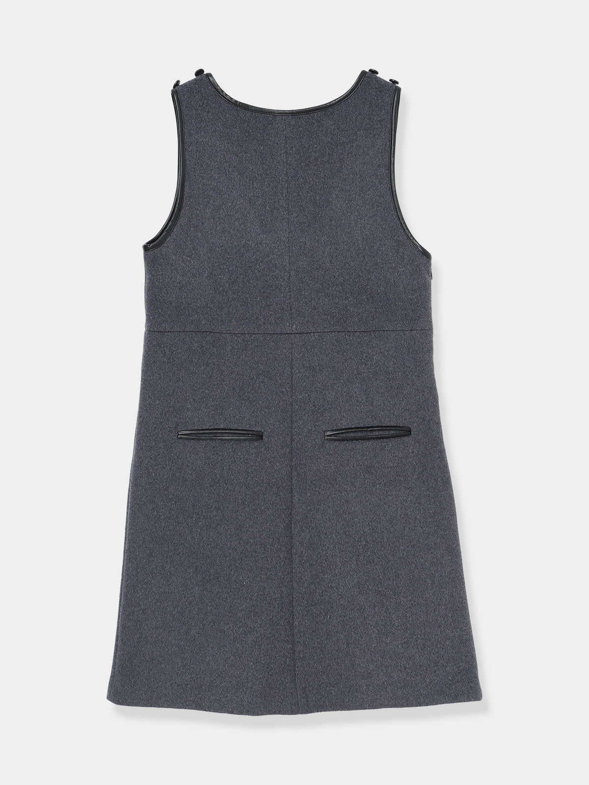 Leather Trimmed Wool Jumper Dress