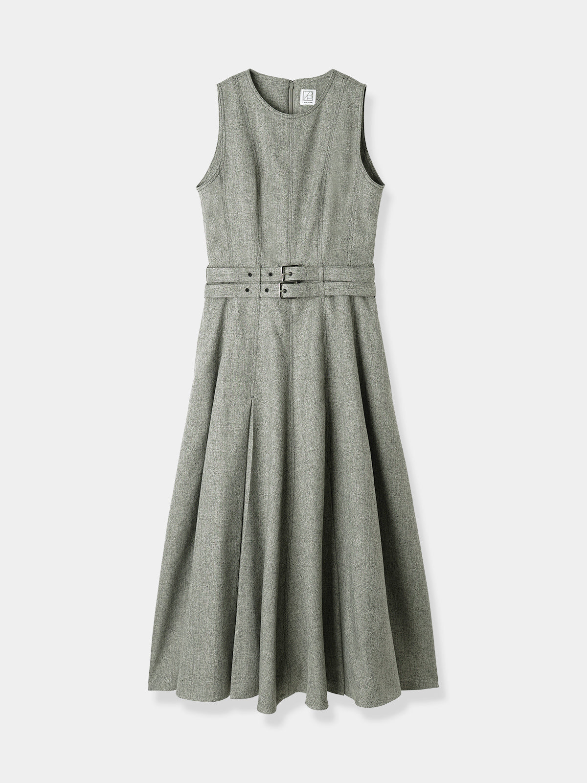 Double-belted Melange Dress