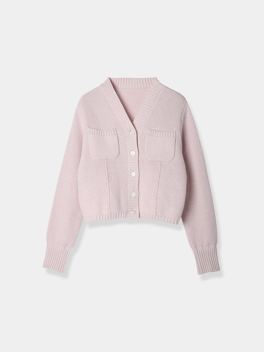 Basket Knit Cardigan / Mauve